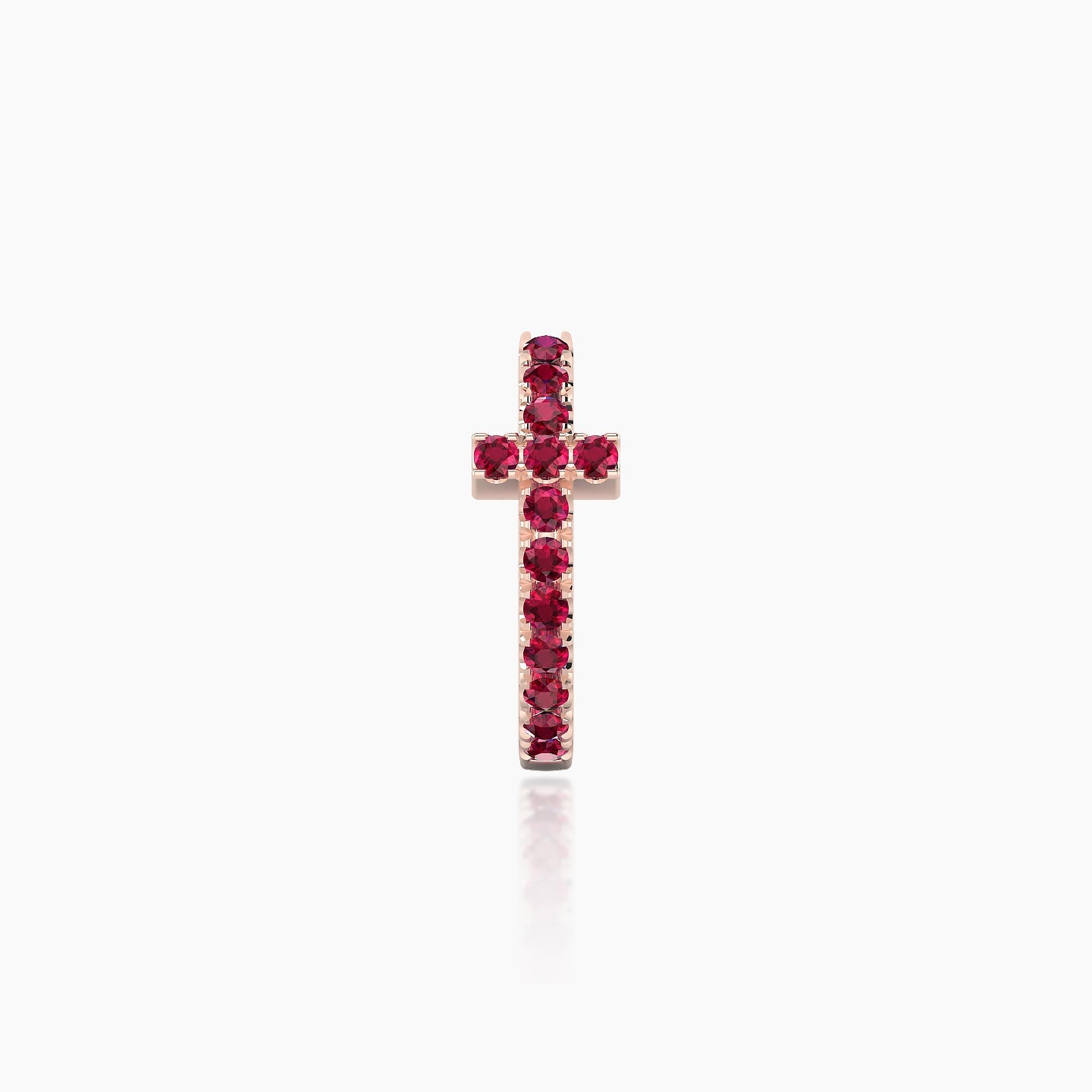 Hecate | 18k Rose Gold 8 mm Cross Ruby Hoop Piercing