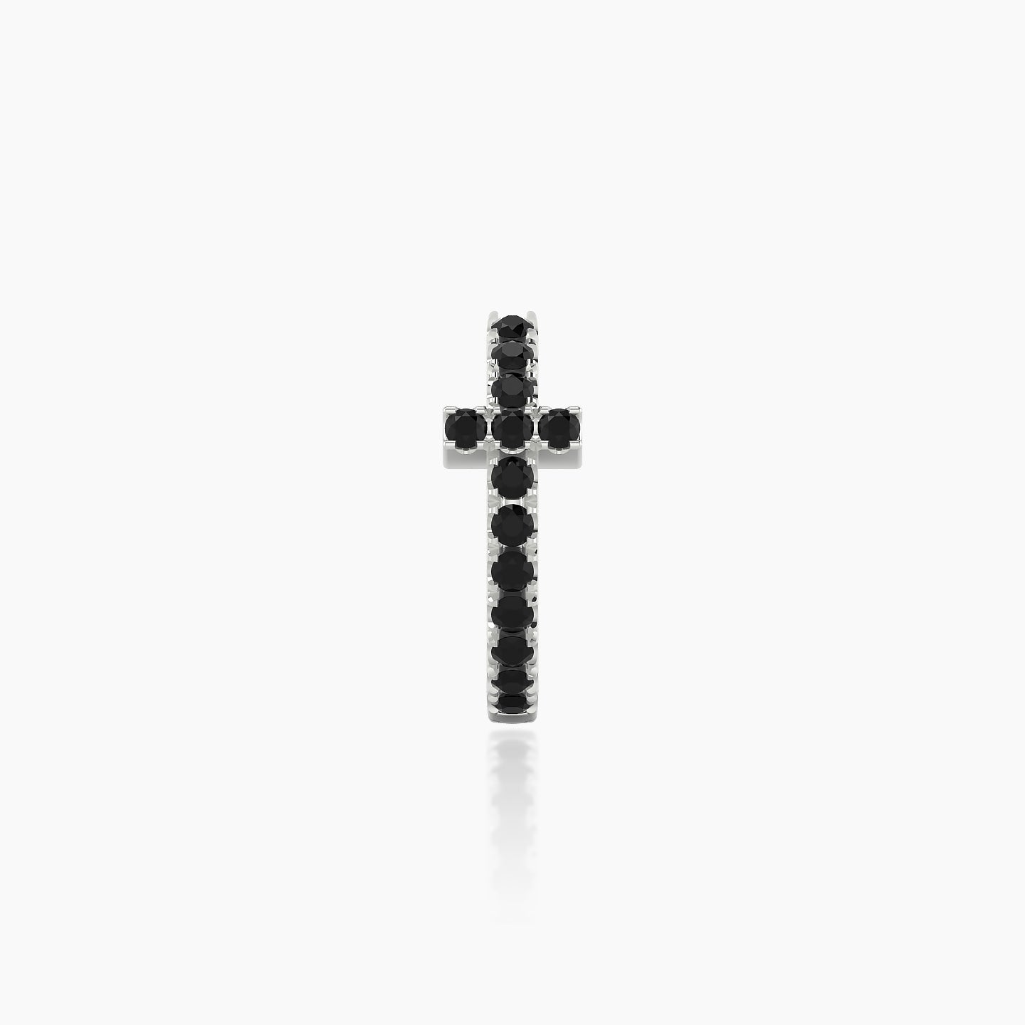 Hecate | 18k White Gold 8 mm Cross Black Diamond Hoop Piercing