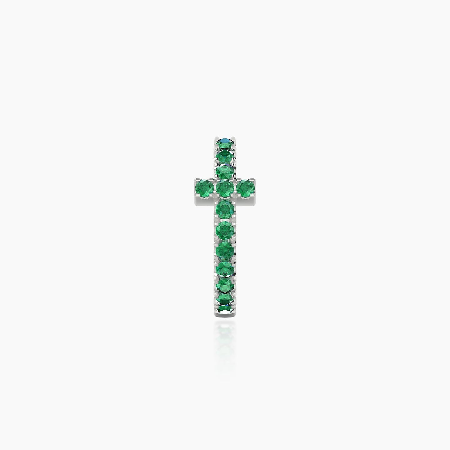 Hecate | 18k White Gold 8 mm Cross Emerald Hoop Piercing