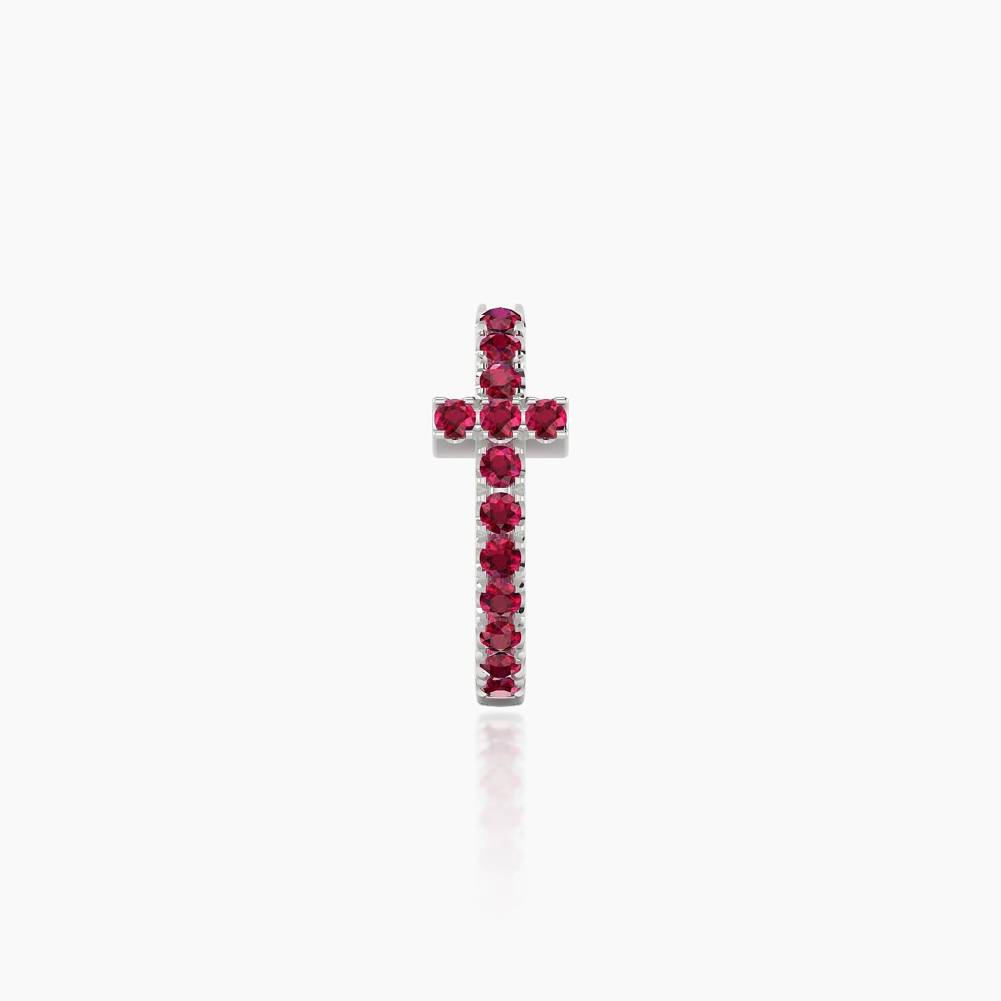 Hecate | 18k White Gold 8 mm Cross Ruby Hoop Piercing