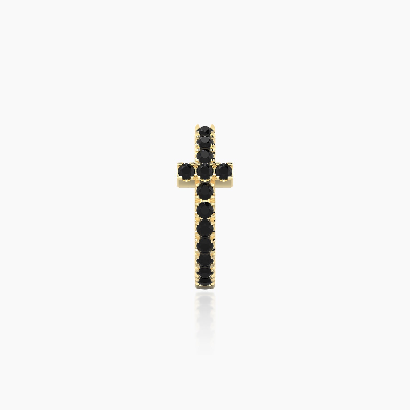 Hecate | 18k Yellow Gold 8 mm Cross Black Diamond Hoop Piercing