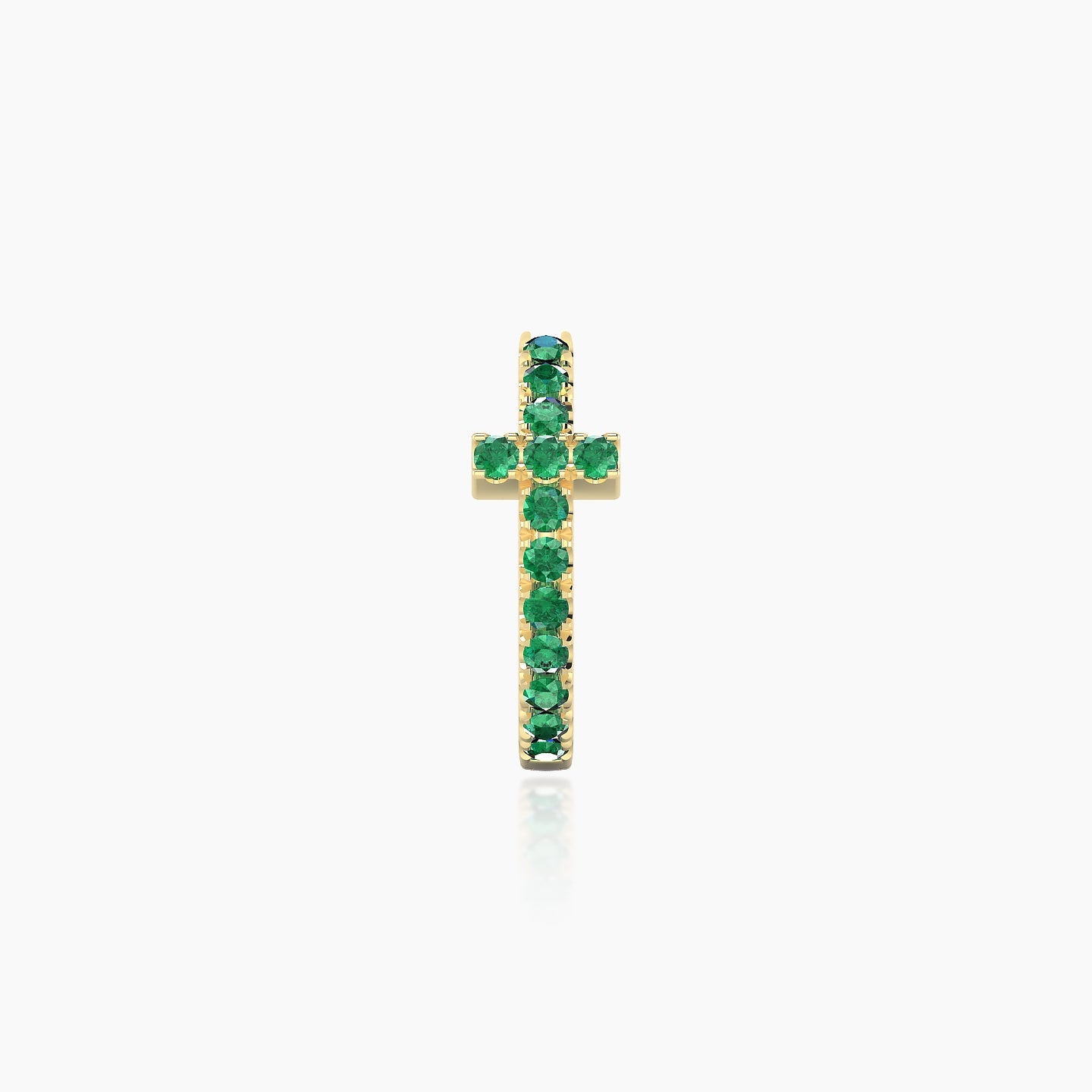 Hecate | 18k Yellow Gold 8 mm Cross Emerald Hoop Piercing