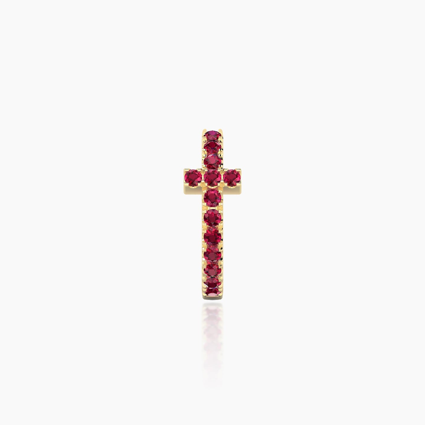 Hecate | 18k Yellow Gold 8 mm Cross Ruby Hoop Piercing