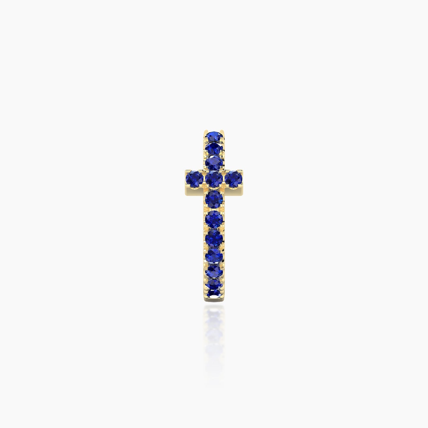 Hecate | 18k Yellow Gold 8 mm Cross Sapphire Hoop Piercing