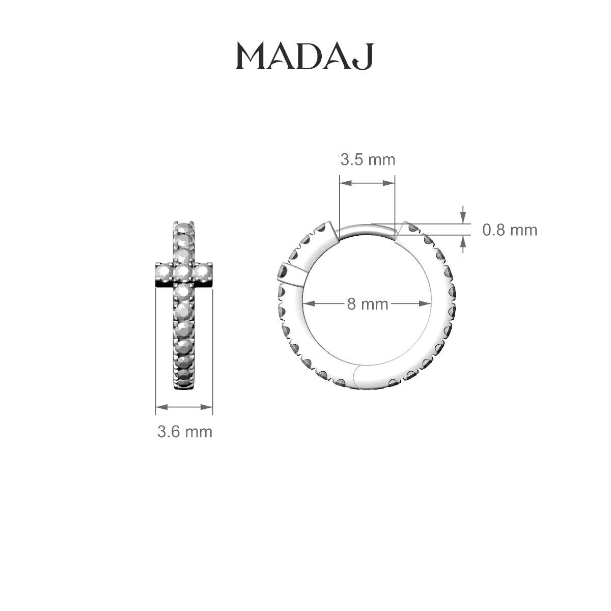 Hecate | 18k Rose Gold 8 mm Cross Sapphire Hoop Piercing