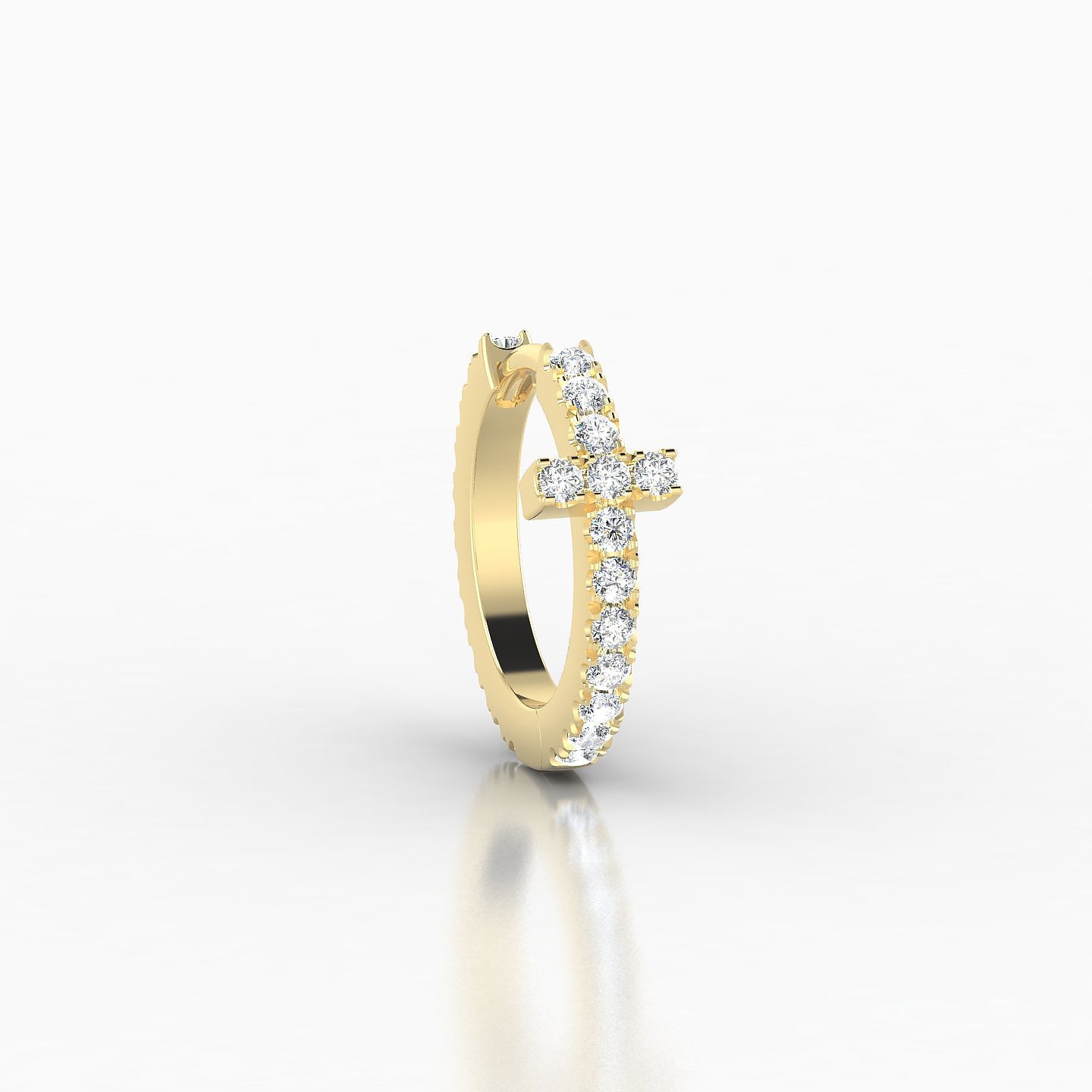 Hecate | 18k Yellow Gold 8 mm Cross Diamond Nose Ring Piercing