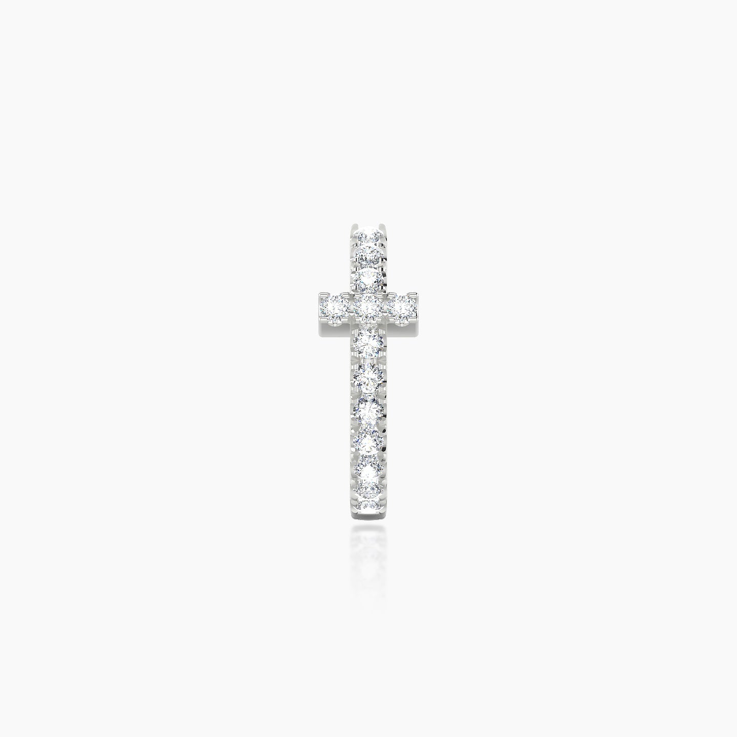 Hecate | 18k White Gold 8 mm Cross Diamond Nose Ring Piercing