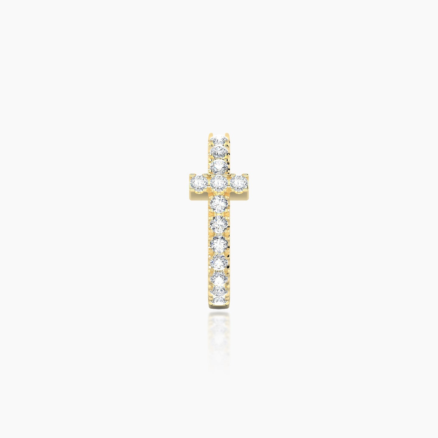 Hecate | 18k Yellow Gold 8 mm Cross Diamond Nose Ring Piercing