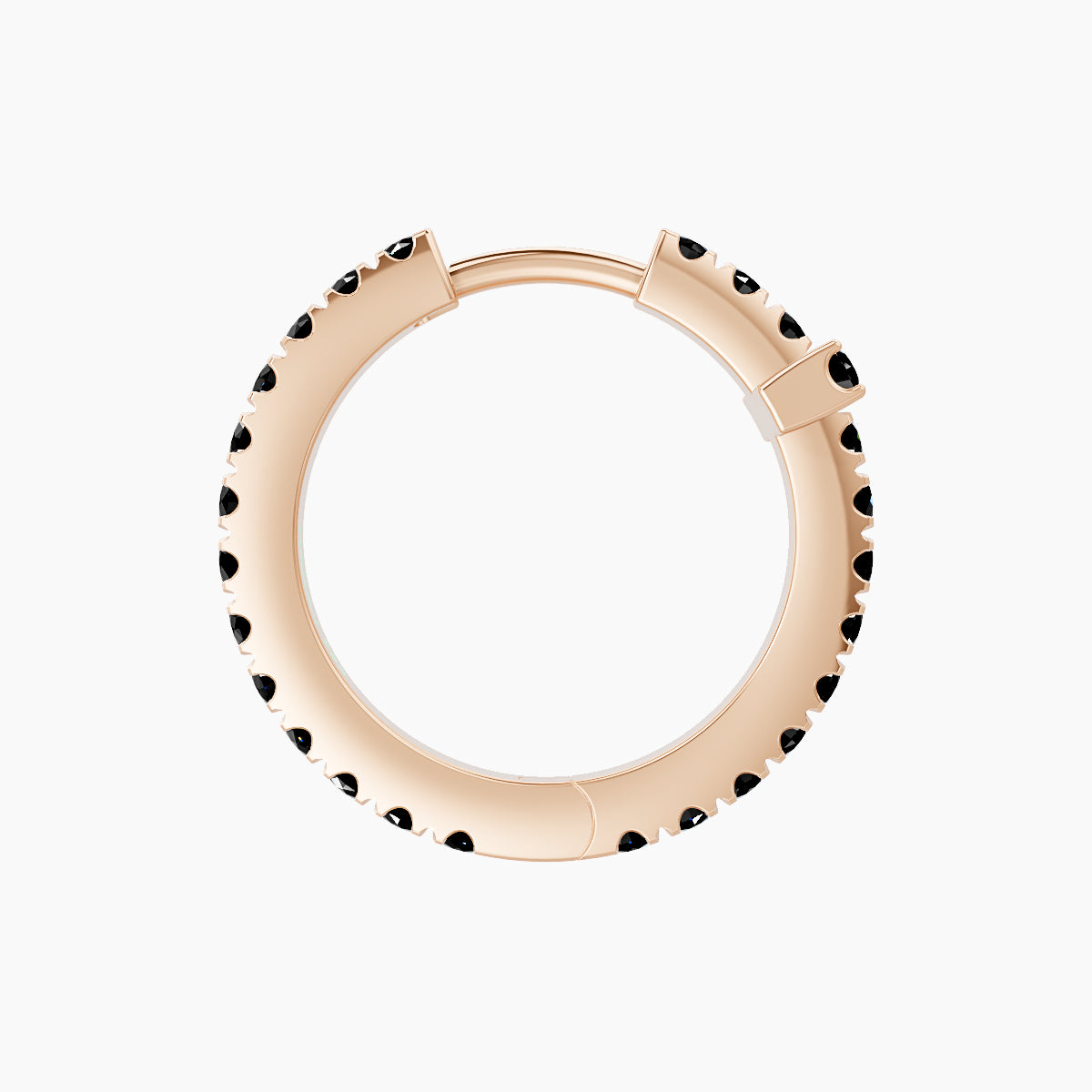 Hecate | 18k Rose Gold 9.5 mm Cross Black Diamond Hoop Piercing