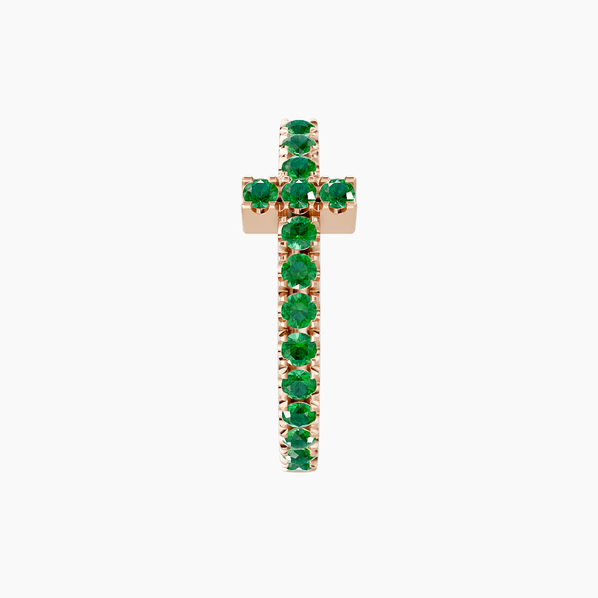 Hecate | 18k Rose Gold 9.5 mm Cross Emerald Hoop Piercing