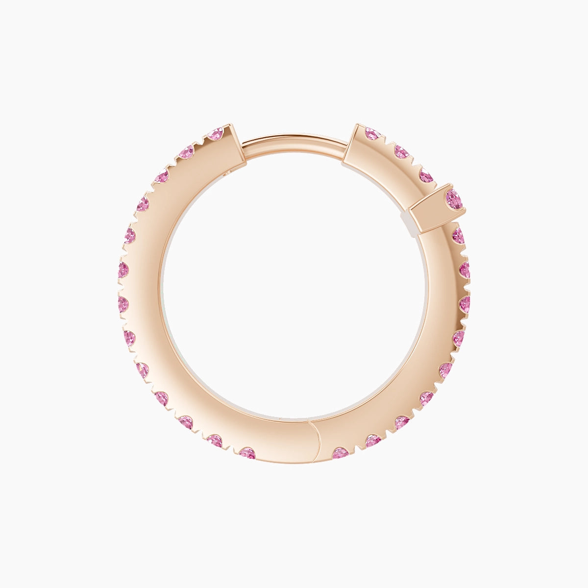 Hecate | 18k Rose Gold 9.5 mm Cross Pink Sapphire Hoop Piercing