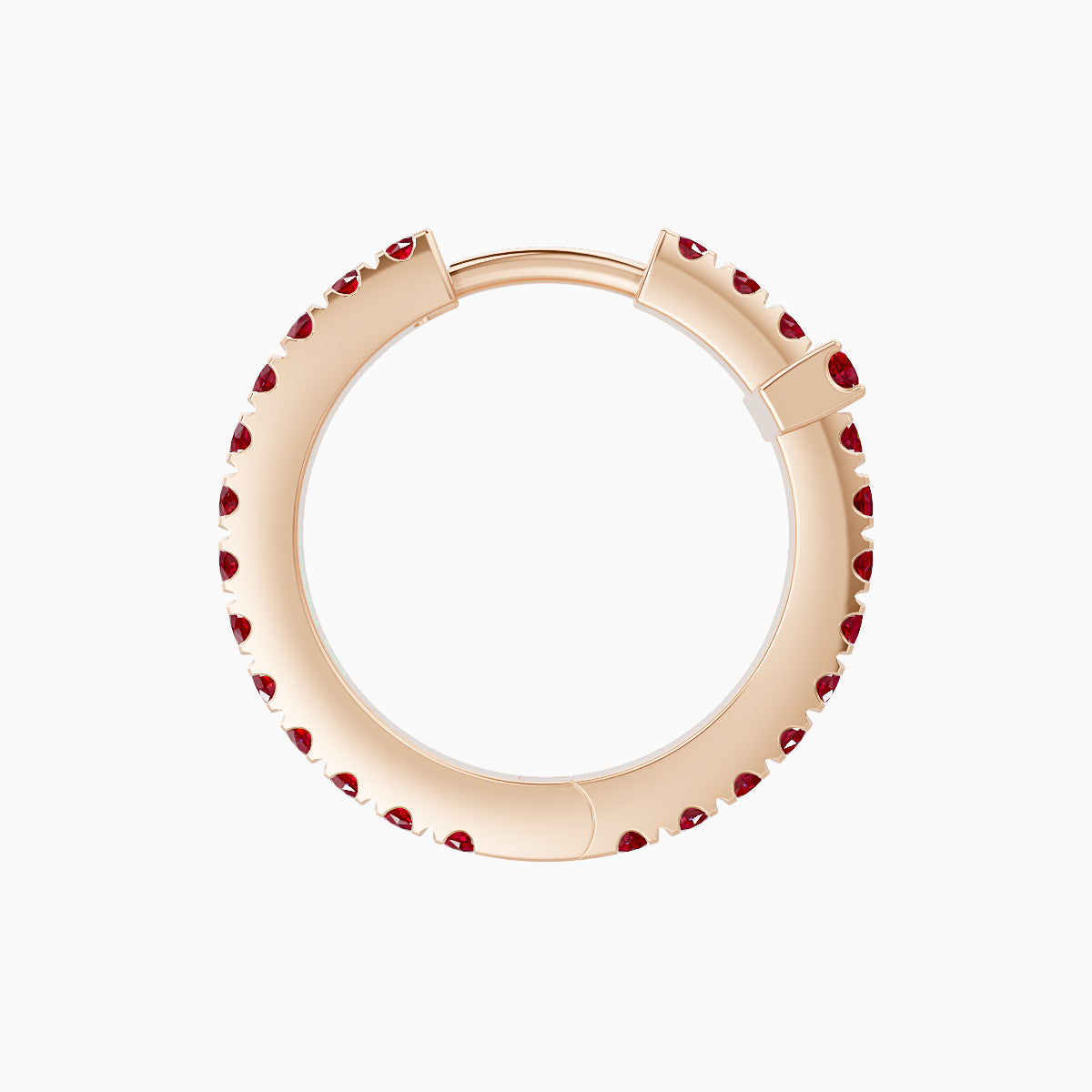 Hecate | 18k Rose Gold 9.5 mm Cross Ruby Hoop Piercing