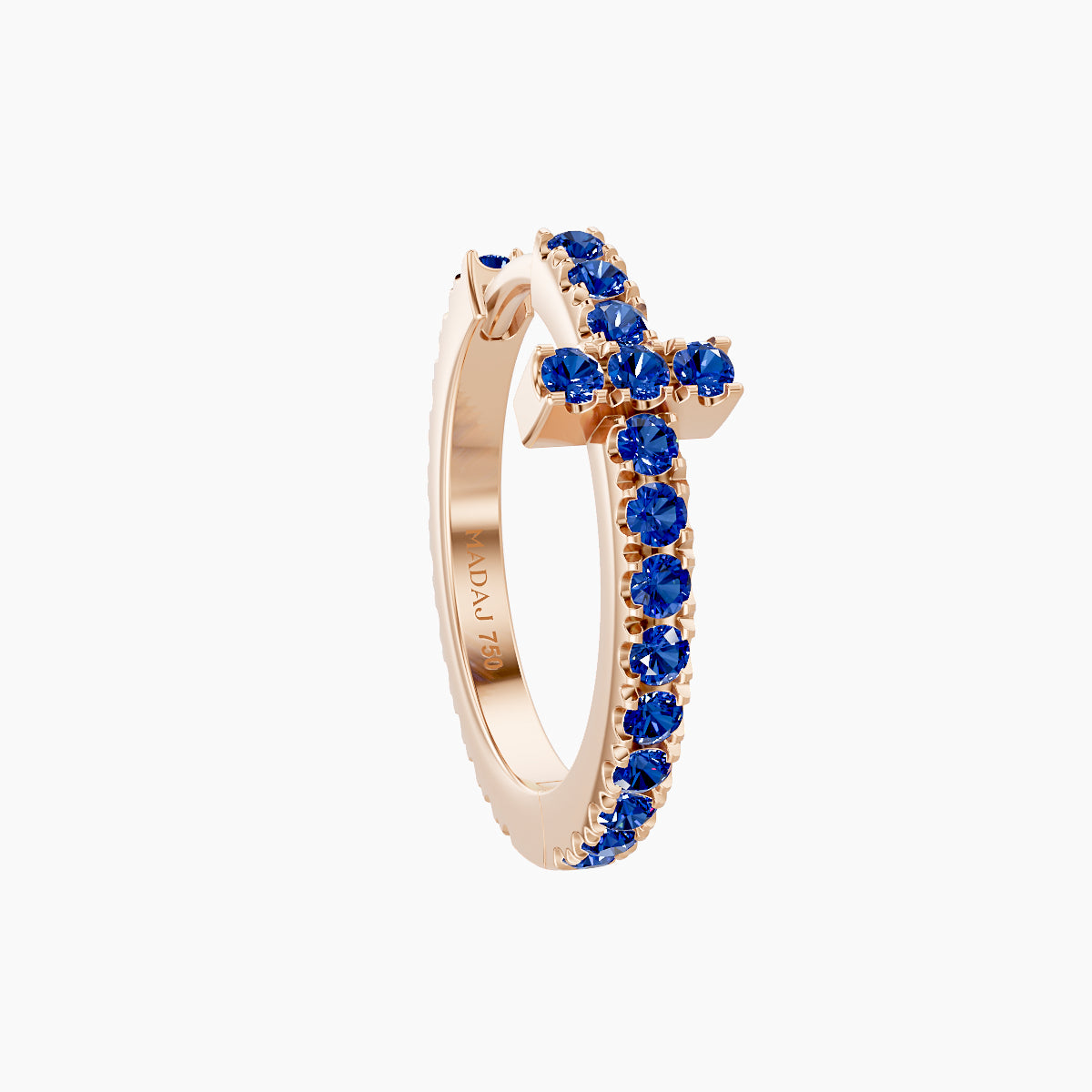 Hecate | 18k Rose Gold 9.5 mm Cross Sapphire Hoop Piercing