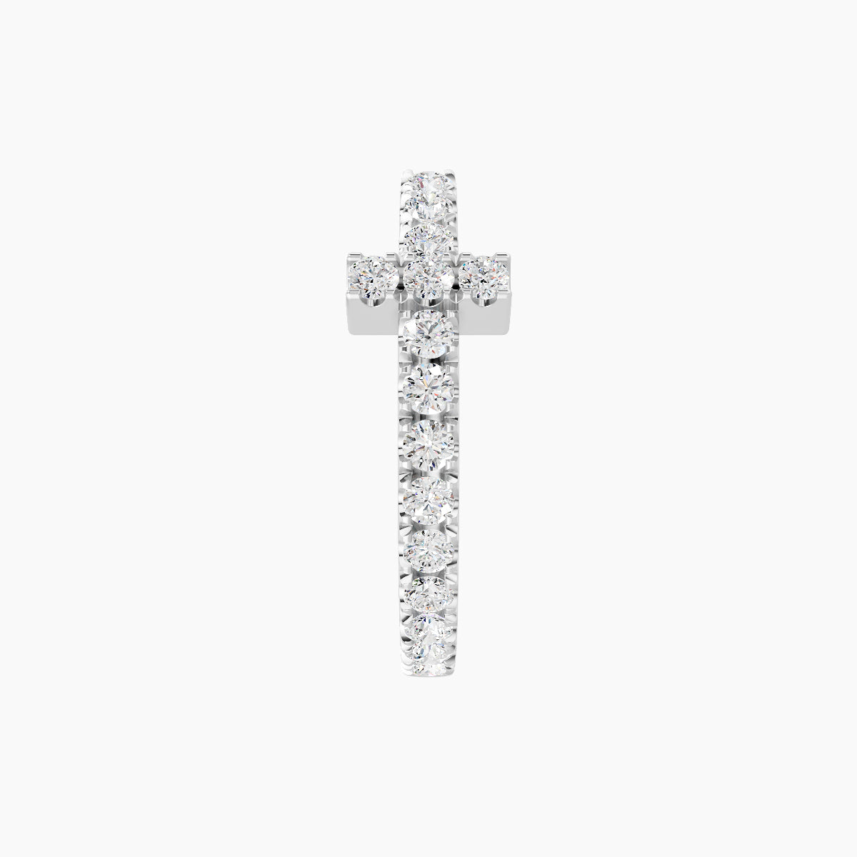 Hecate | 18k White Gold 9.5 mm Cross Diamond Hoop Piercing