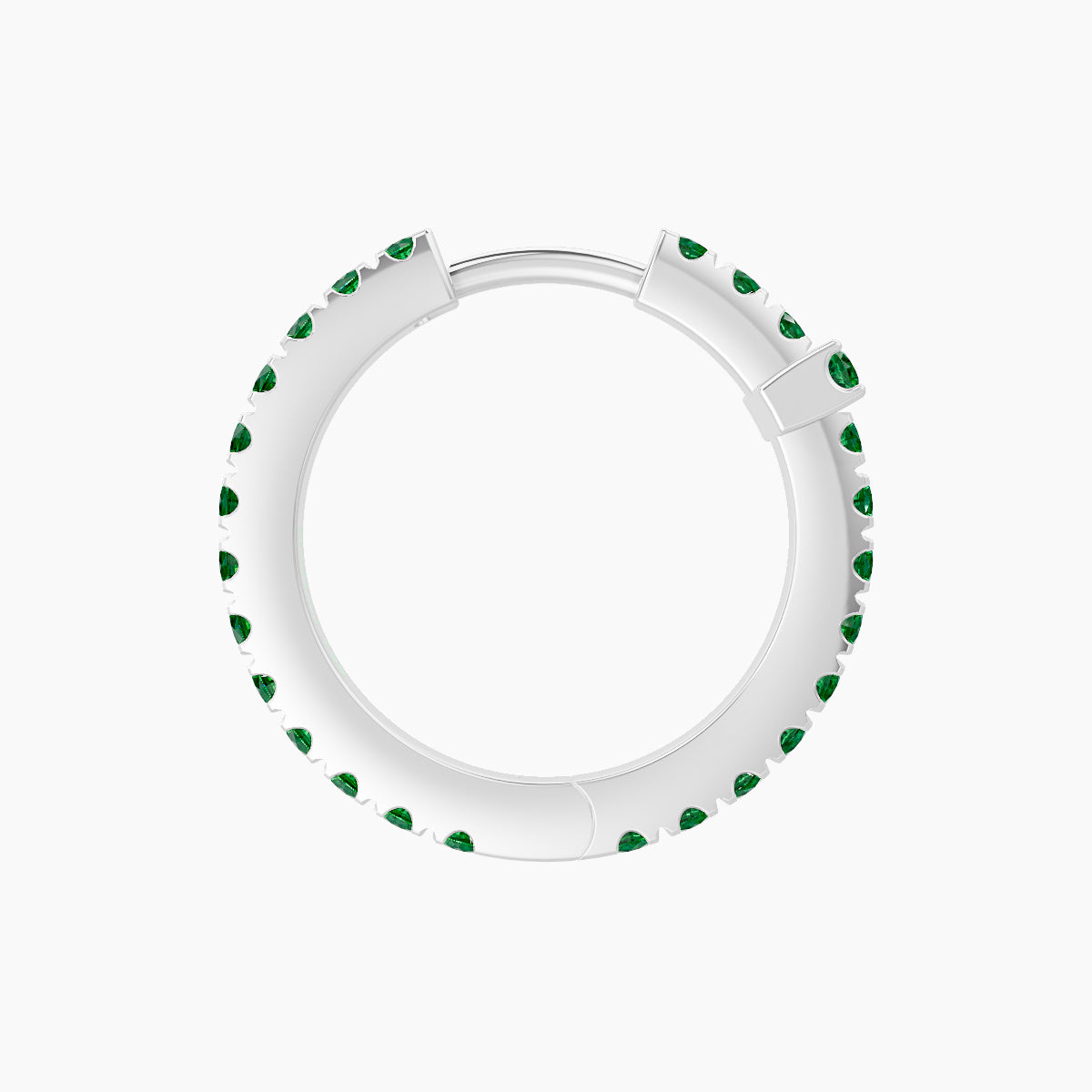 Hecate | 18k White Gold 9.5 mm Cross Emerald Hoop Piercing
