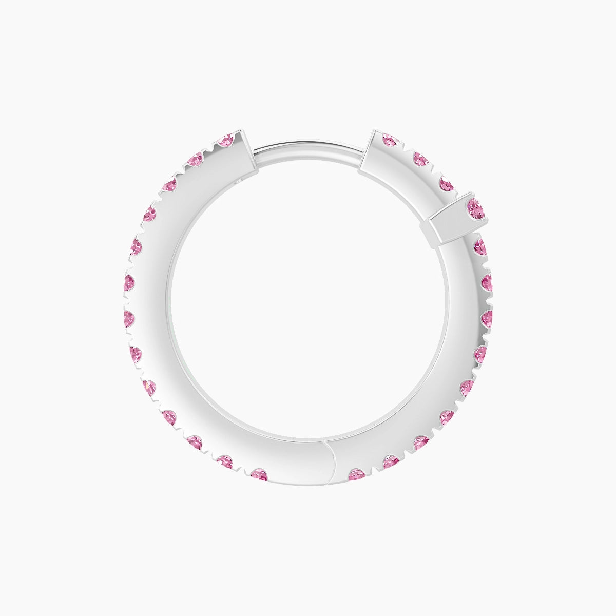 Hecate | 18k White Gold 9.5 mm Cross Pink Sapphire Hoop Piercing