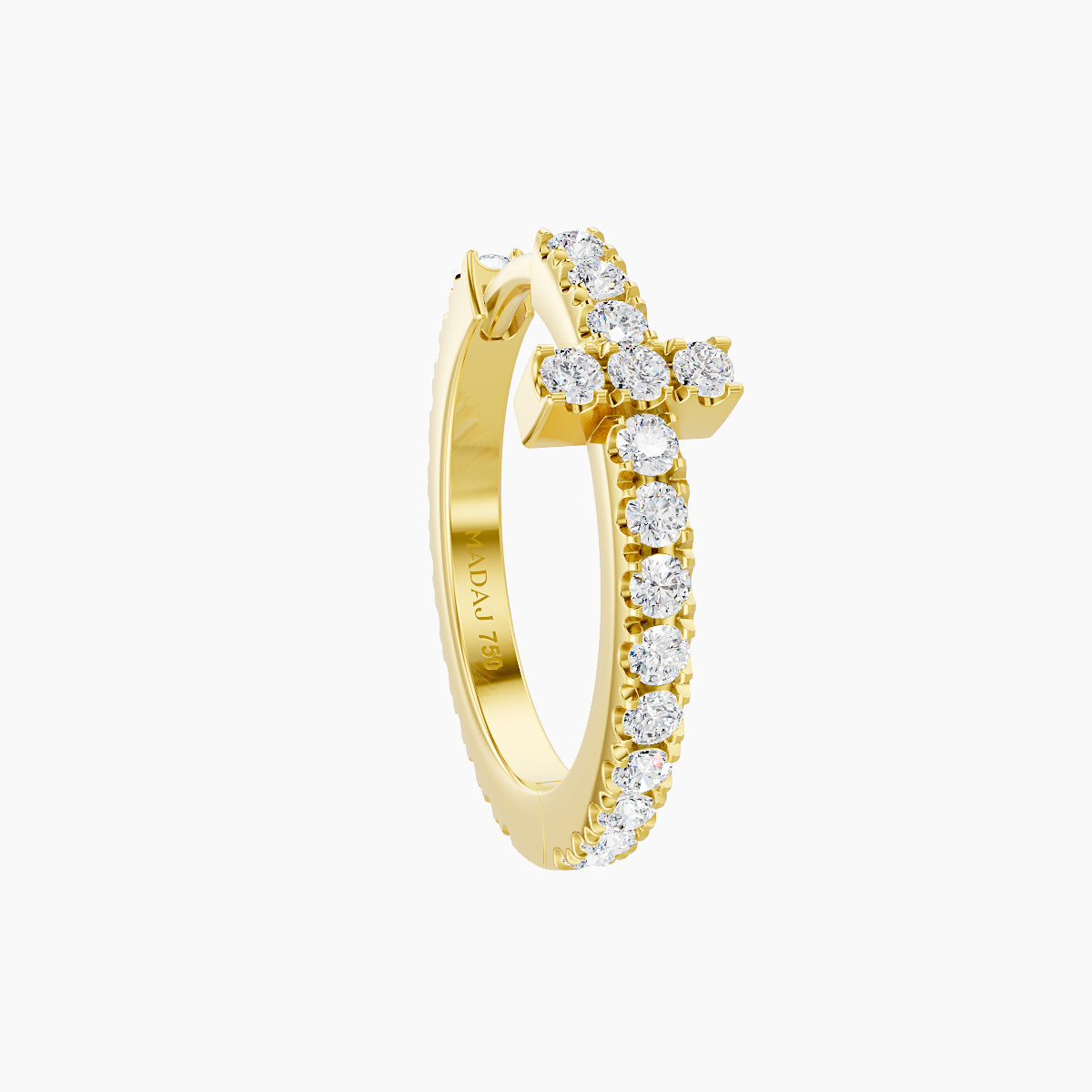 Hecate | 18k Yellow Gold 9.5 mm Cross Diamond Hoop Piercing