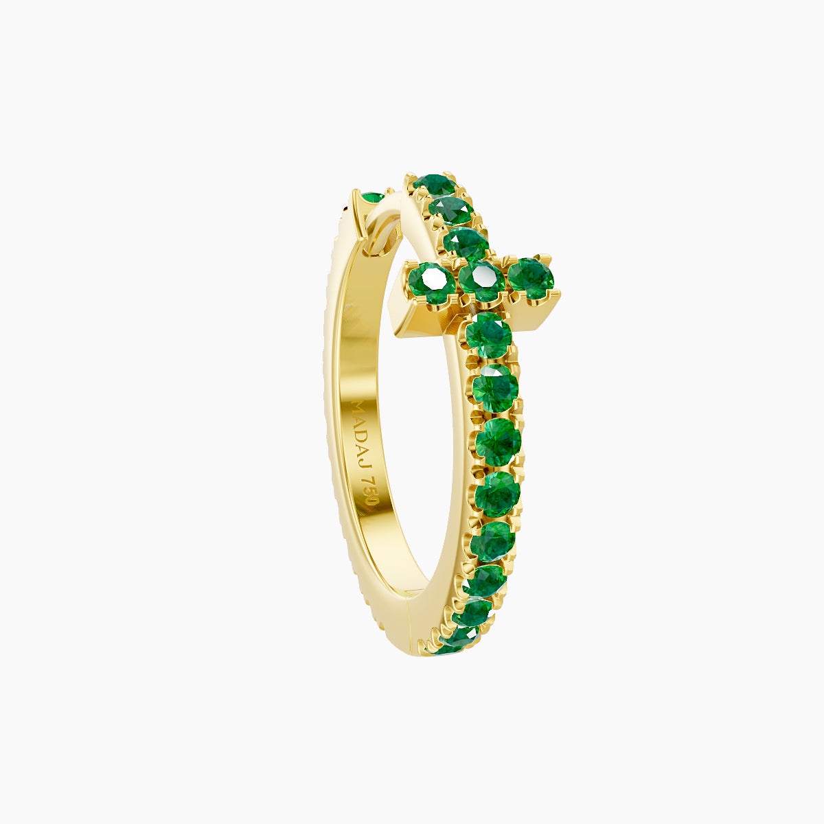 Hecate | 18k Yellow Gold 9.5 mm Cross Emerald Hoop Piercing