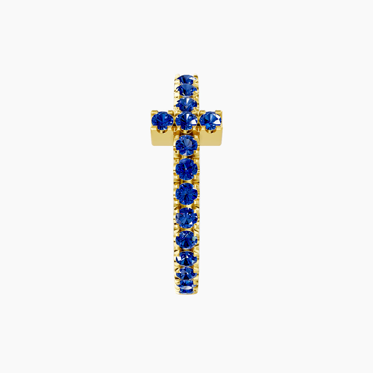 Hecate | 18k Yellow Gold 9.5 mm Cross Sapphire Hoop Piercing