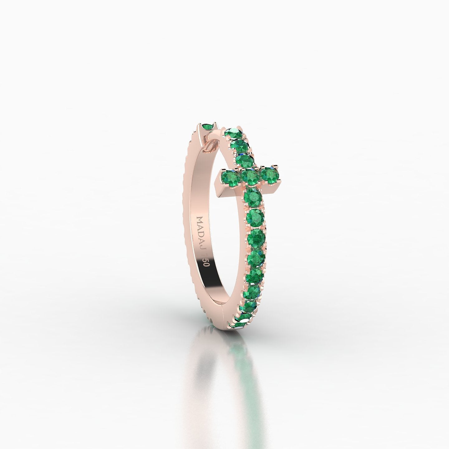 Hecate | 18k Rose Gold 9.5 mm Cross Emerald Hoop Piercing