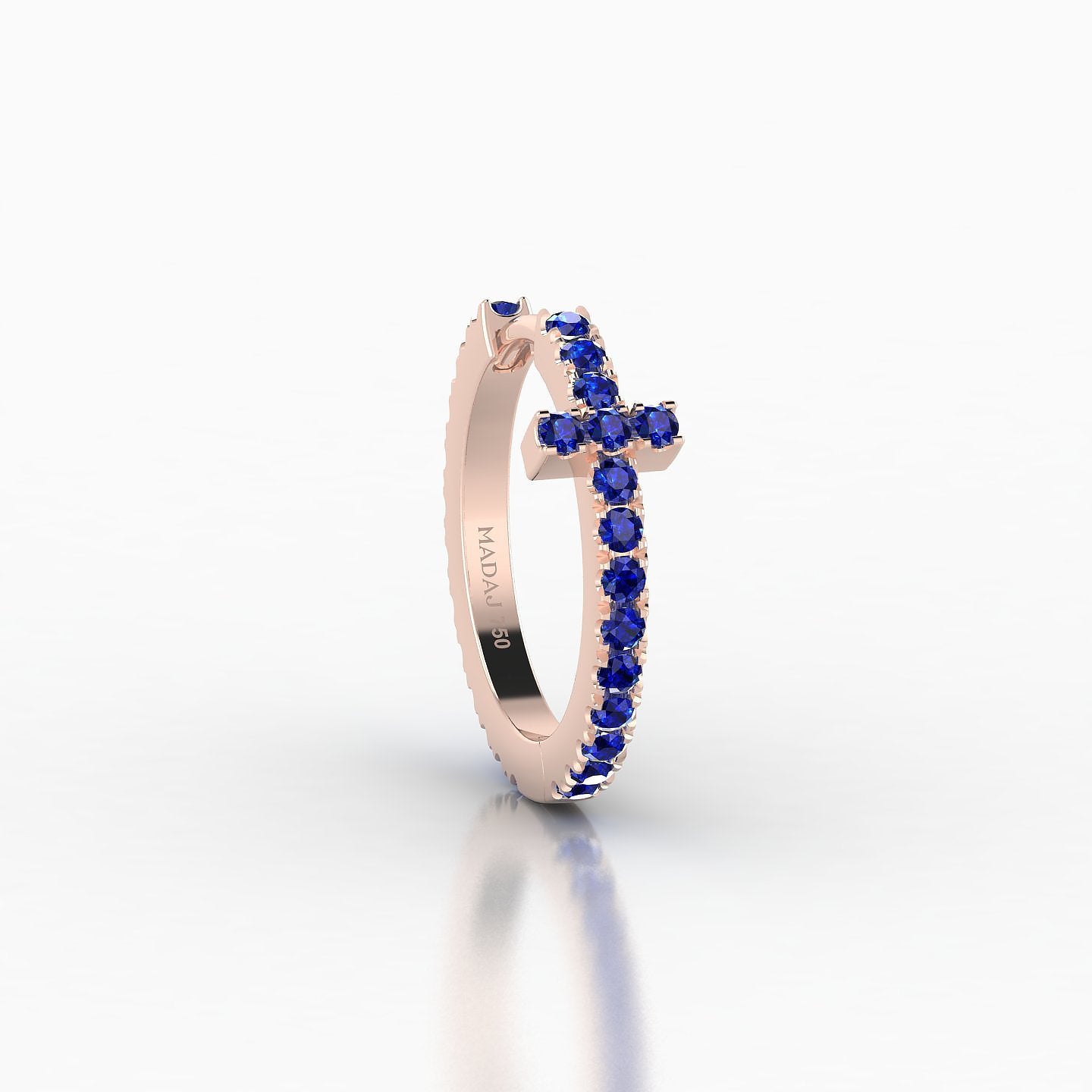 Hecate | 18k Rose Gold 9.5 mm Cross Sapphire Hoop Piercing