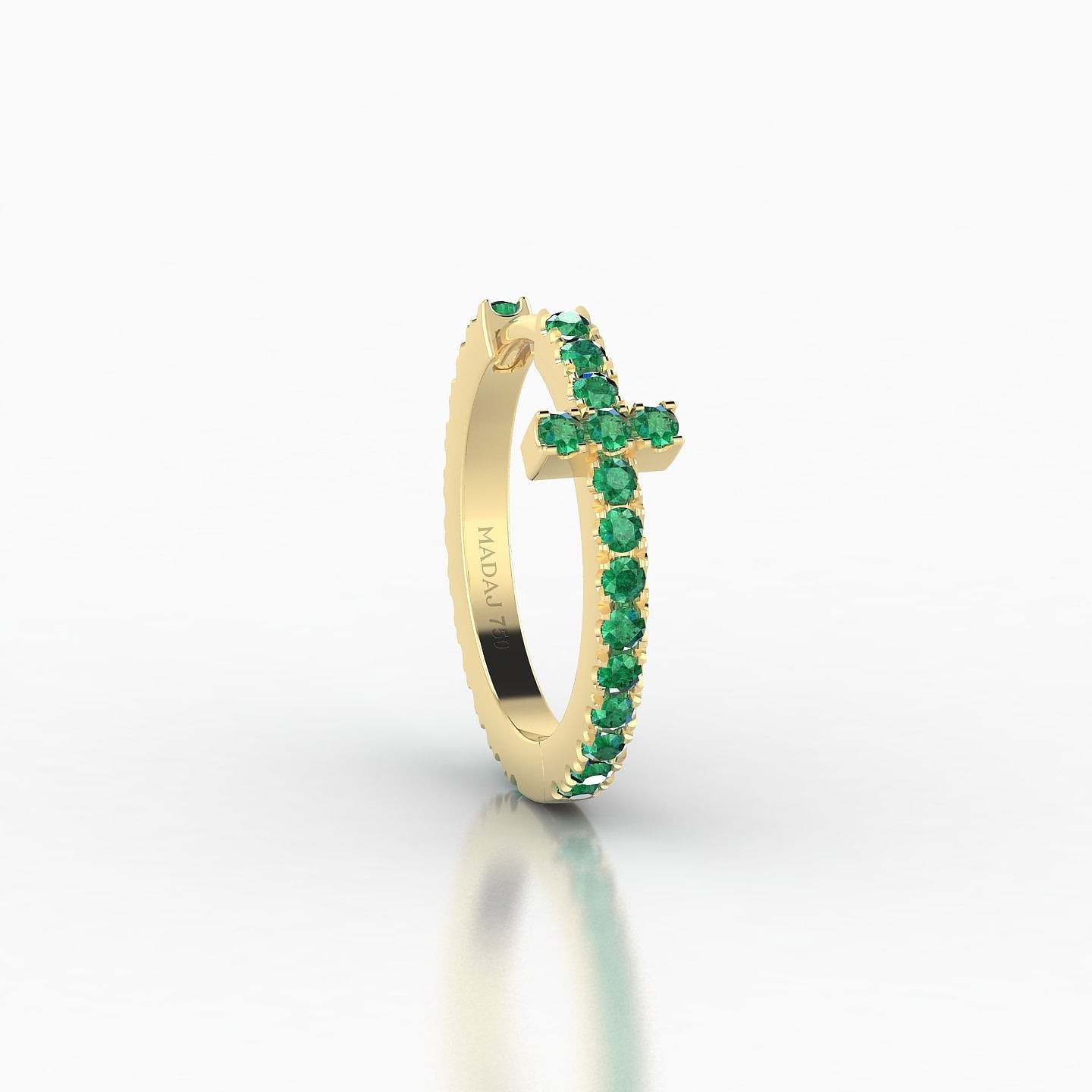 Hecate | 18k Yellow Gold 9.5 mm Cross Emerald Hoop Piercing