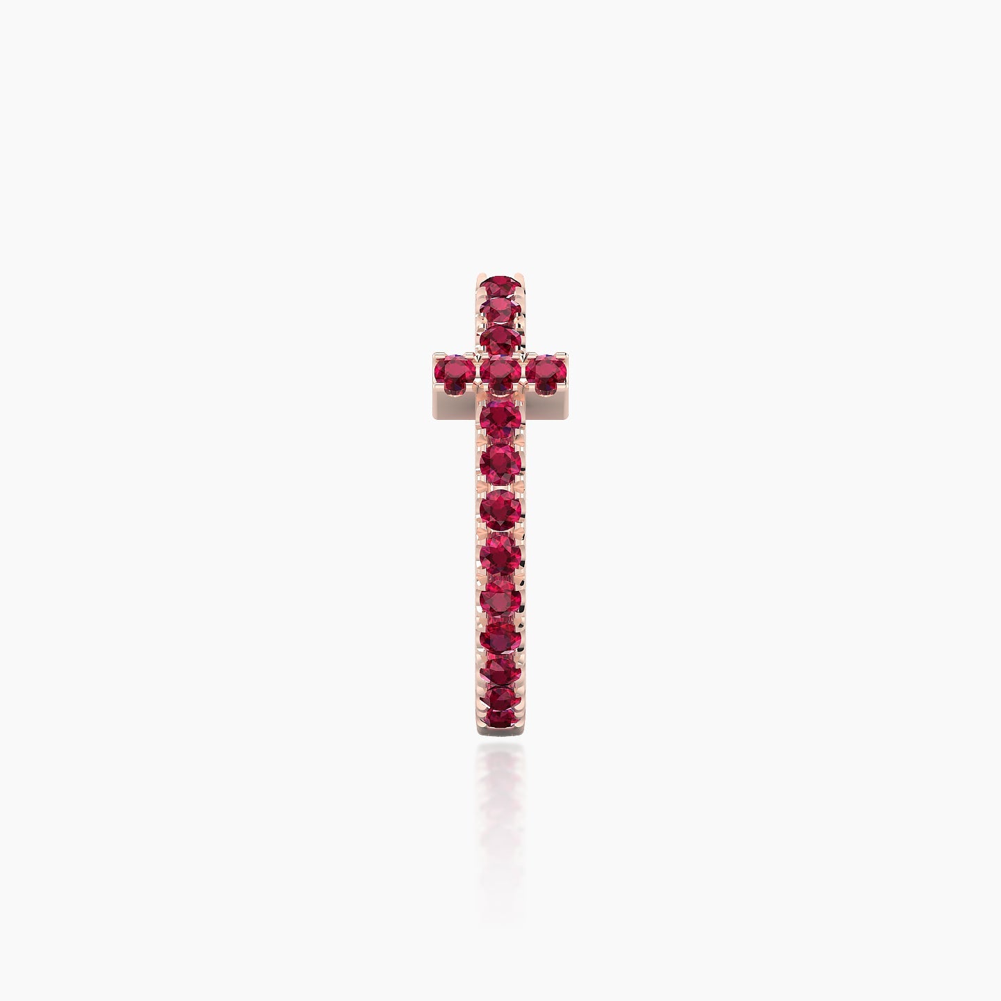 Hecate | 18k Rose Gold 9.5 mm Cross Ruby Hoop Piercing