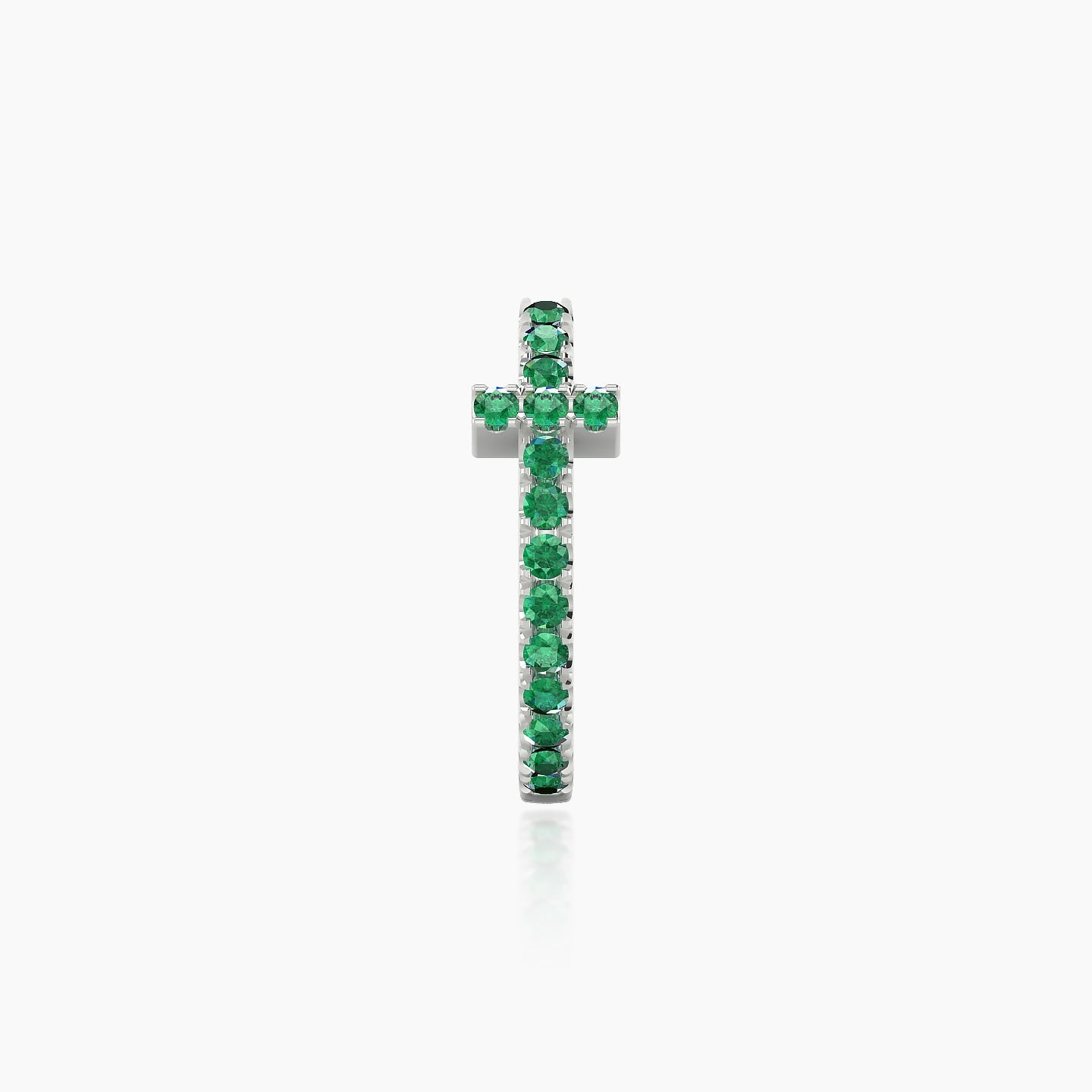 Hecate | 18k White Gold 9.5 mm Cross Emerald Hoop Piercing