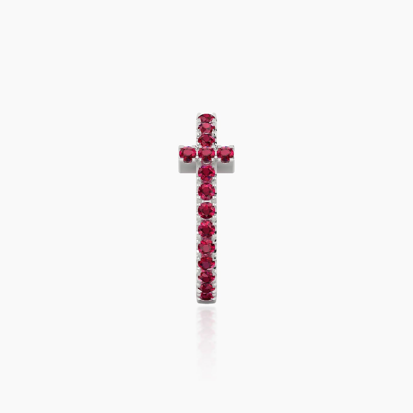 Hecate | 18k White Gold 9.5 mm Cross Ruby Hoop Piercing