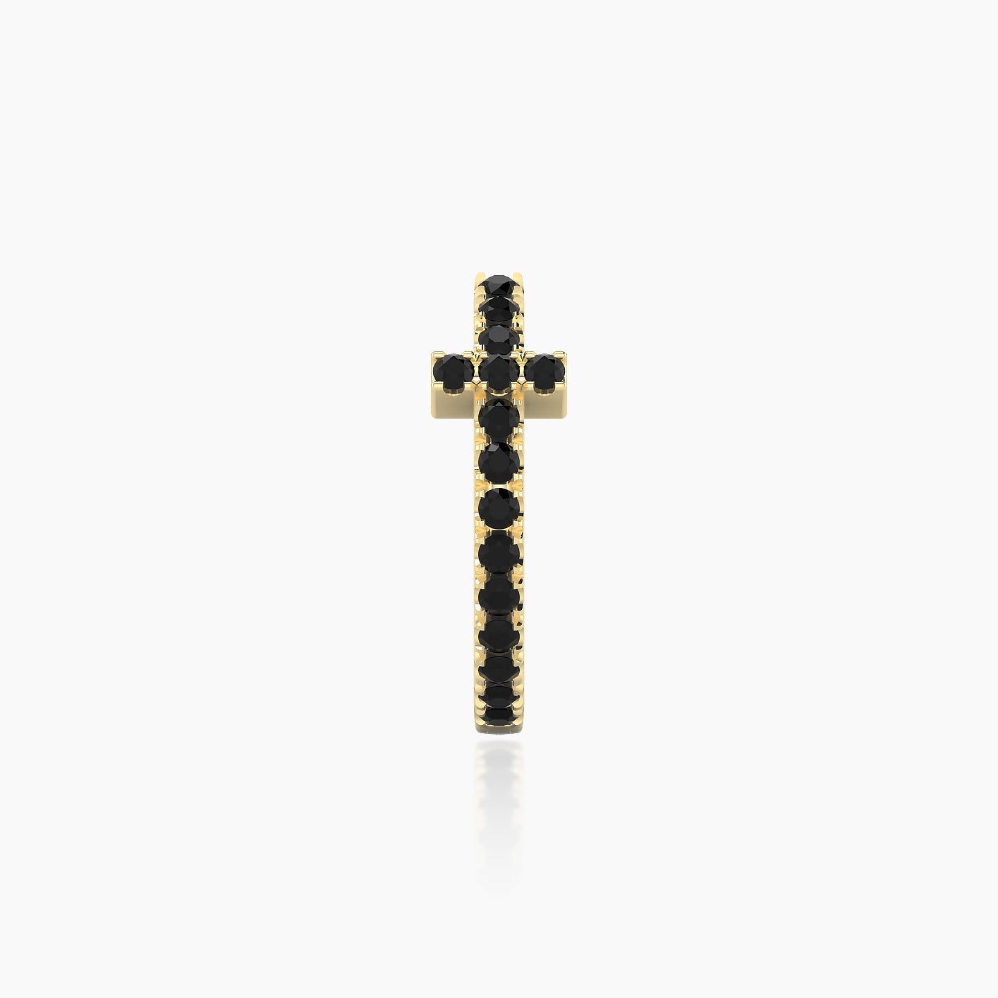 Hecate | 18k Yellow Gold 9.5 mm Cross Black Diamond Hoop Piercing