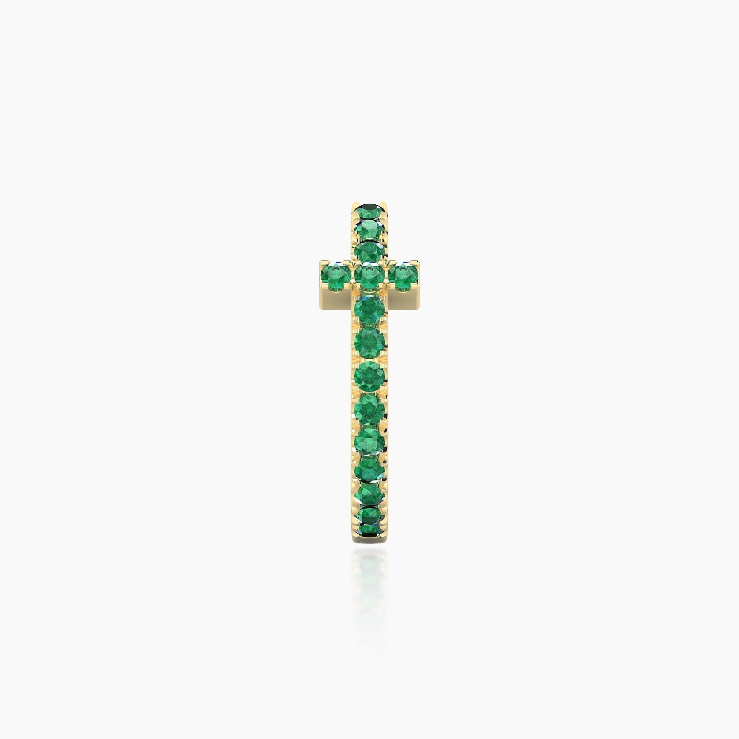 Hecate | 18k Yellow Gold 9.5 mm Cross Emerald Hoop Piercing