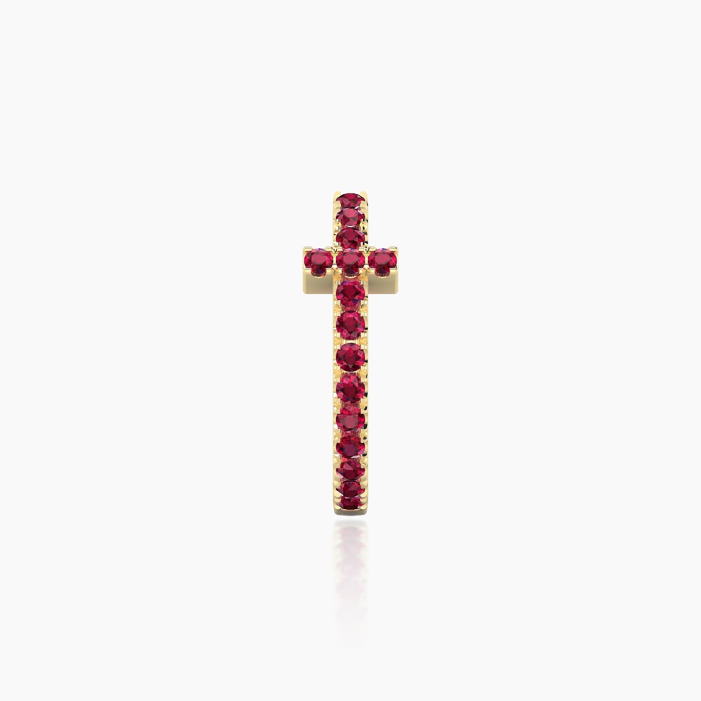 Hecate | 18k Yellow Gold 9.5 mm Cross Ruby Hoop Piercing