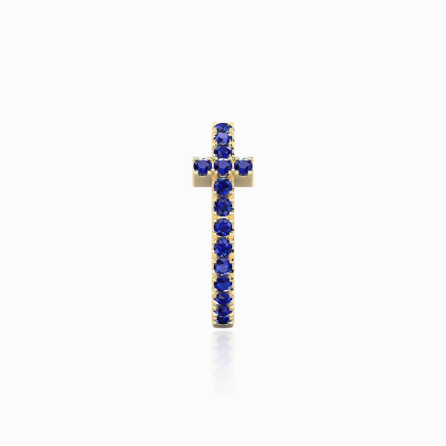 Hecate | 18k Yellow Gold 9.5 mm Cross Sapphire Hoop Piercing