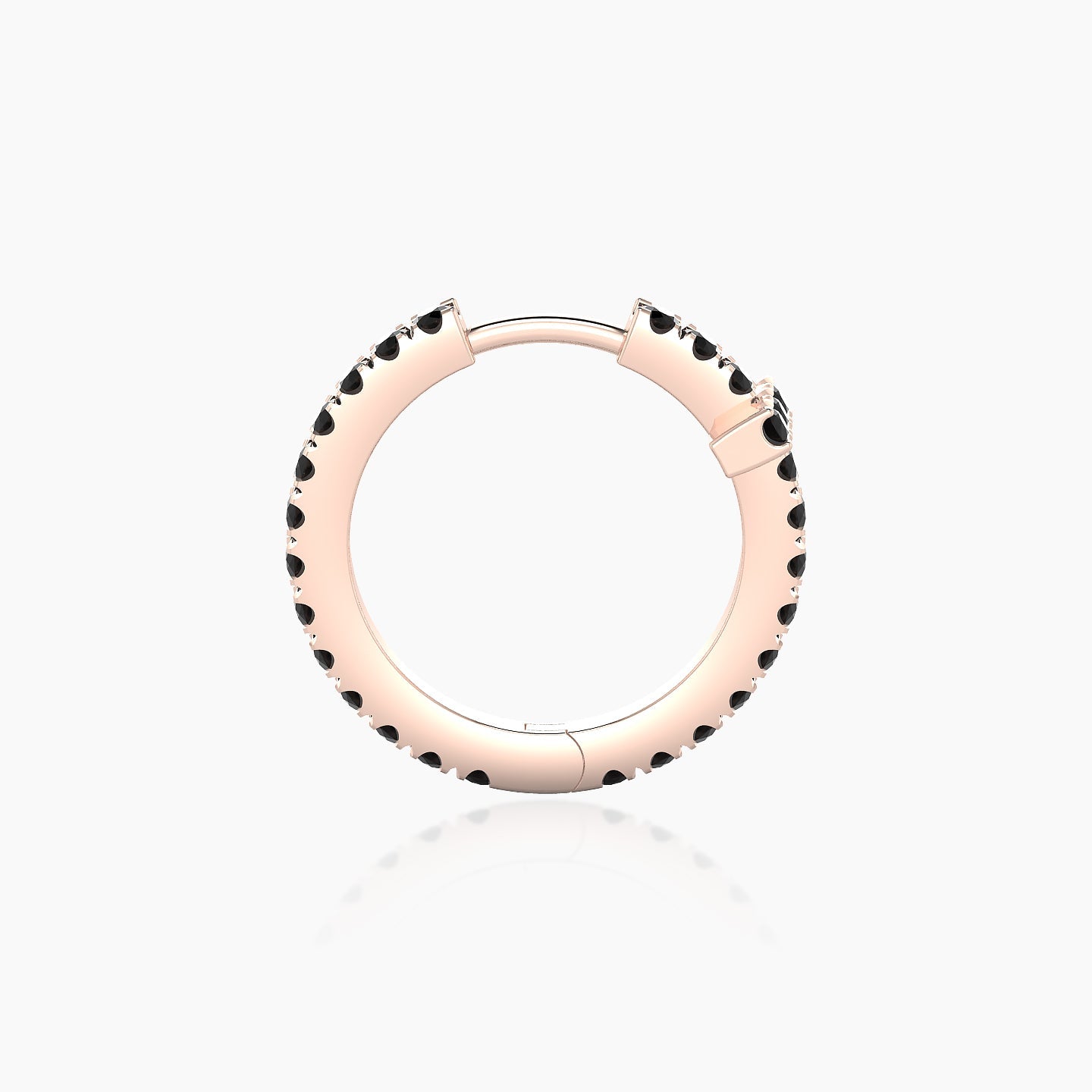 Hecate | 18k Rose Gold 9.5 mm Cross Black Diamond Hoop Piercing