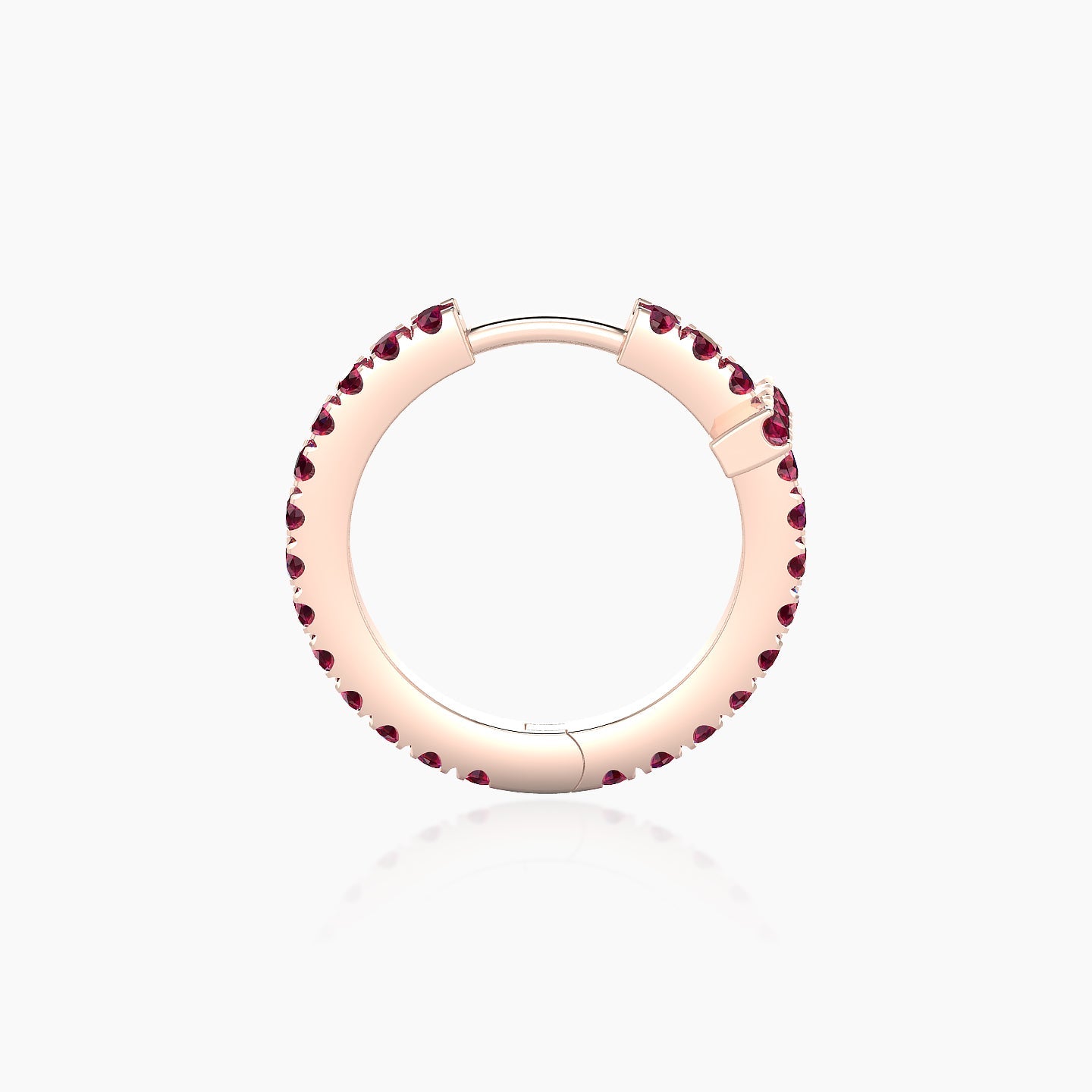 Hecate | 18k Rose Gold 9.5 mm Cross Ruby Hoop Piercing