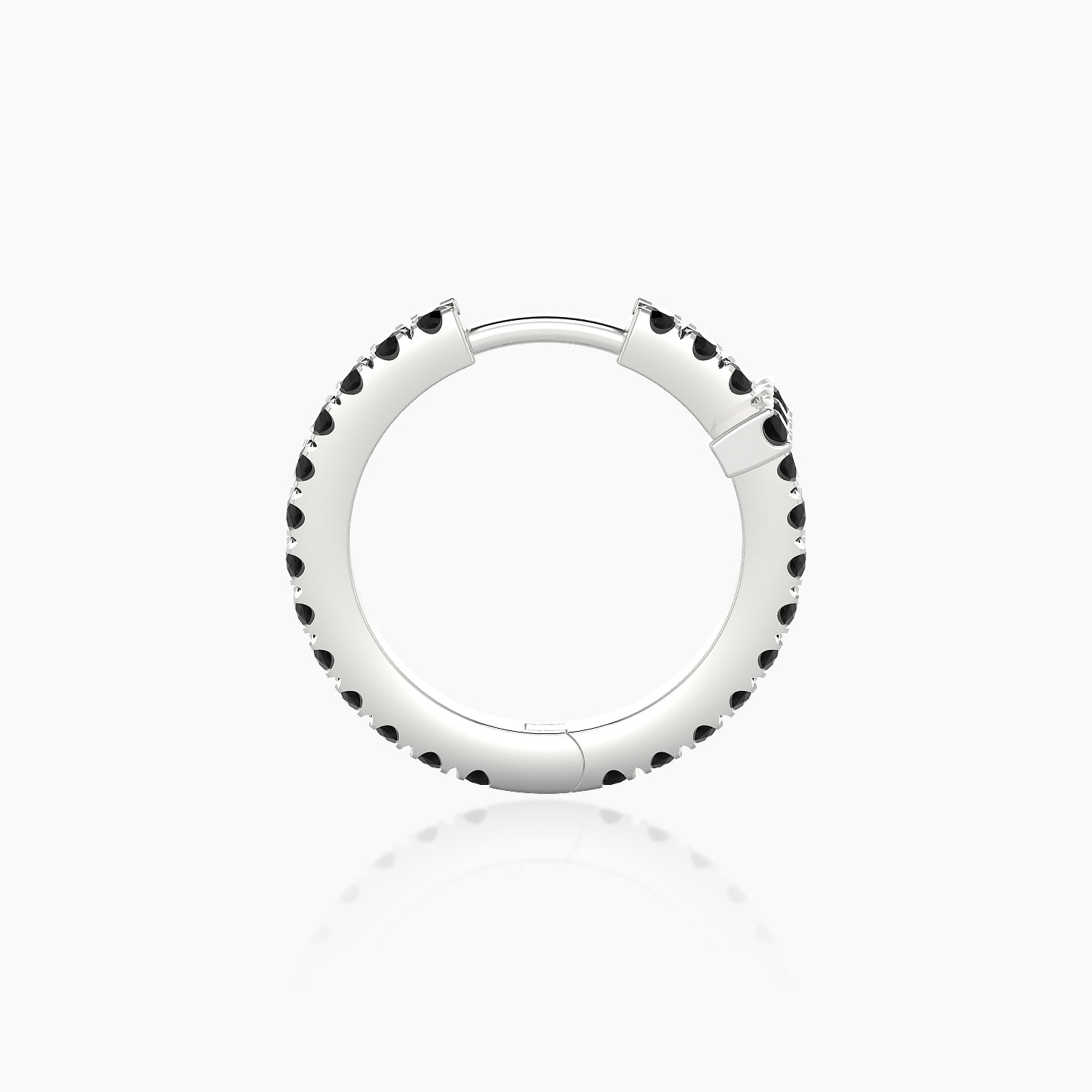 Hecate | 18k White Gold 9.5 mm Cross Black Diamond Hoop Piercing