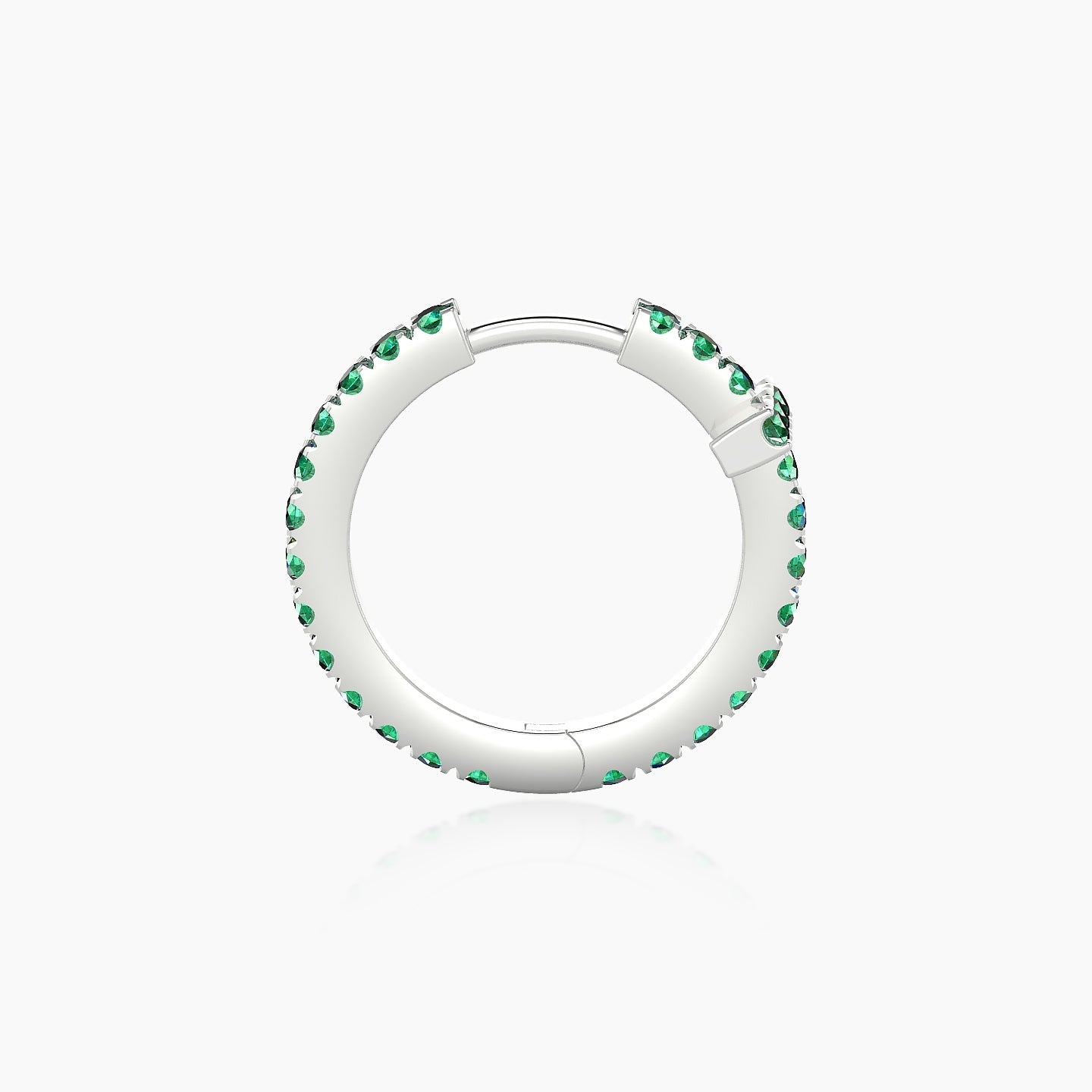 Hecate | 18k White Gold 9.5 mm Cross Emerald Hoop Piercing