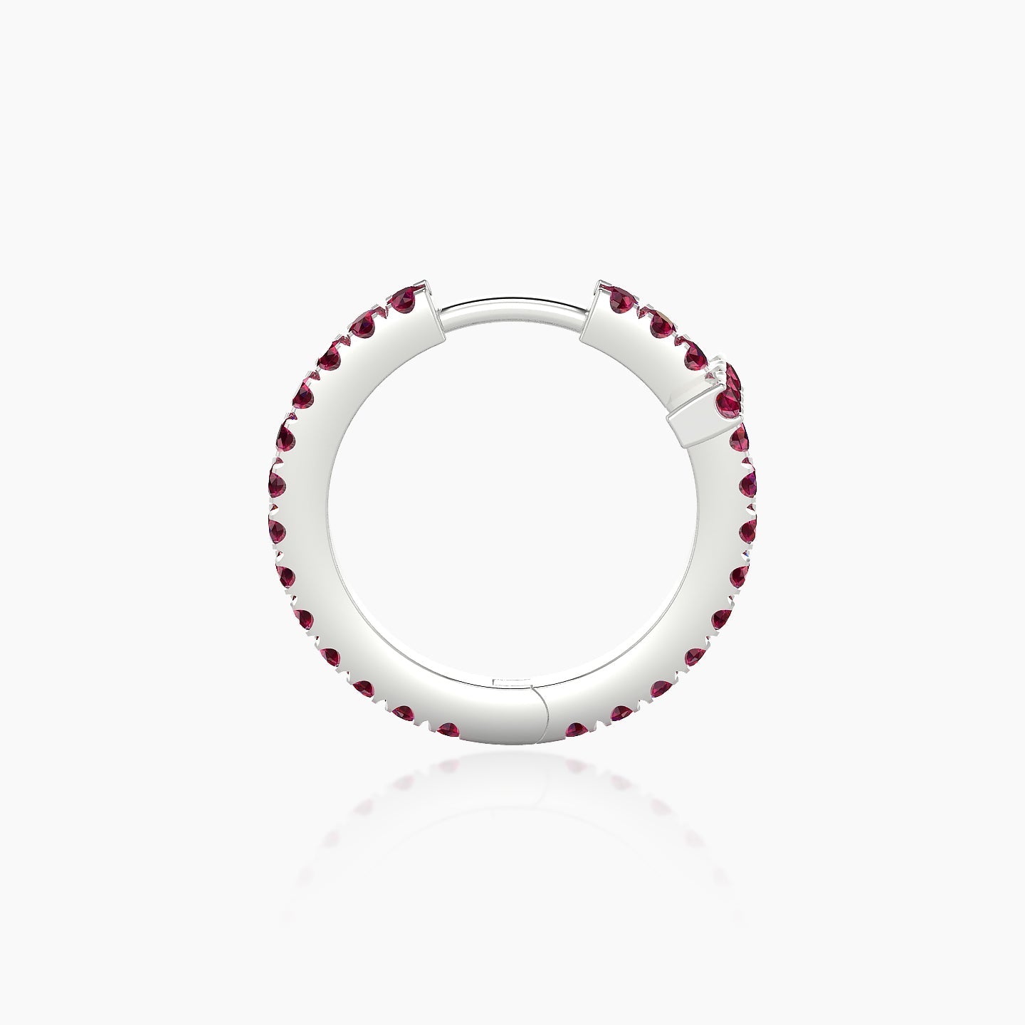 Hecate | 18k White Gold 9.5 mm Cross Ruby Hoop Piercing