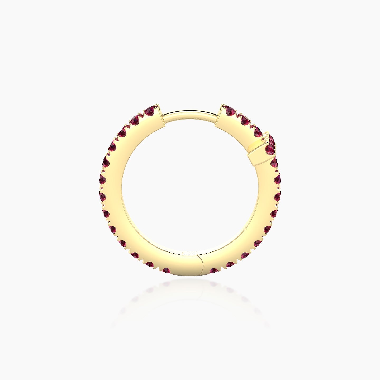 Hecate | 18k Yellow Gold 9.5 mm Cross Ruby Hoop Piercing