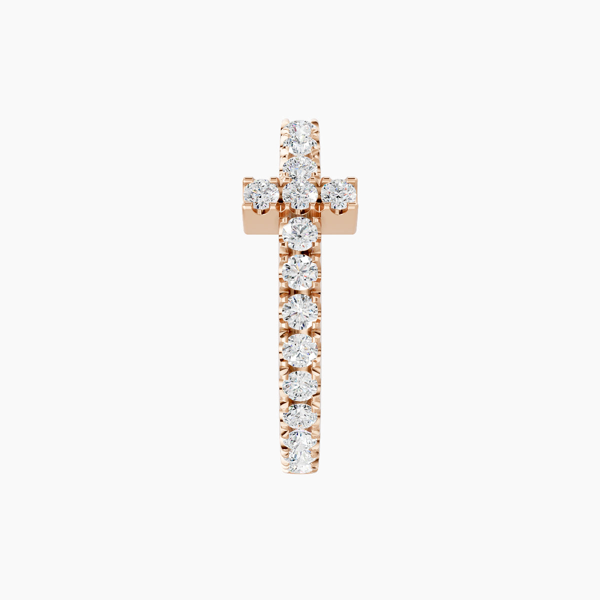 Hecate | 18k Rose Gold 9.5 mm Cross Diamond Nose Ring Piercing