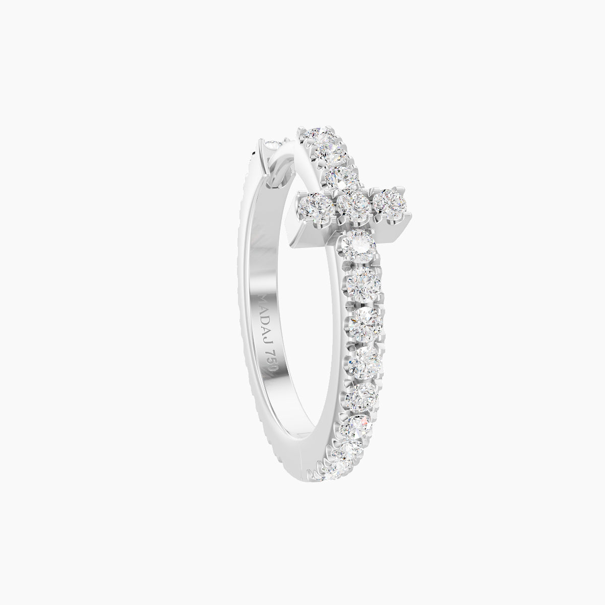 Hecate | 18k White Gold 9.5 mm Cross Diamond Nose Ring Piercing