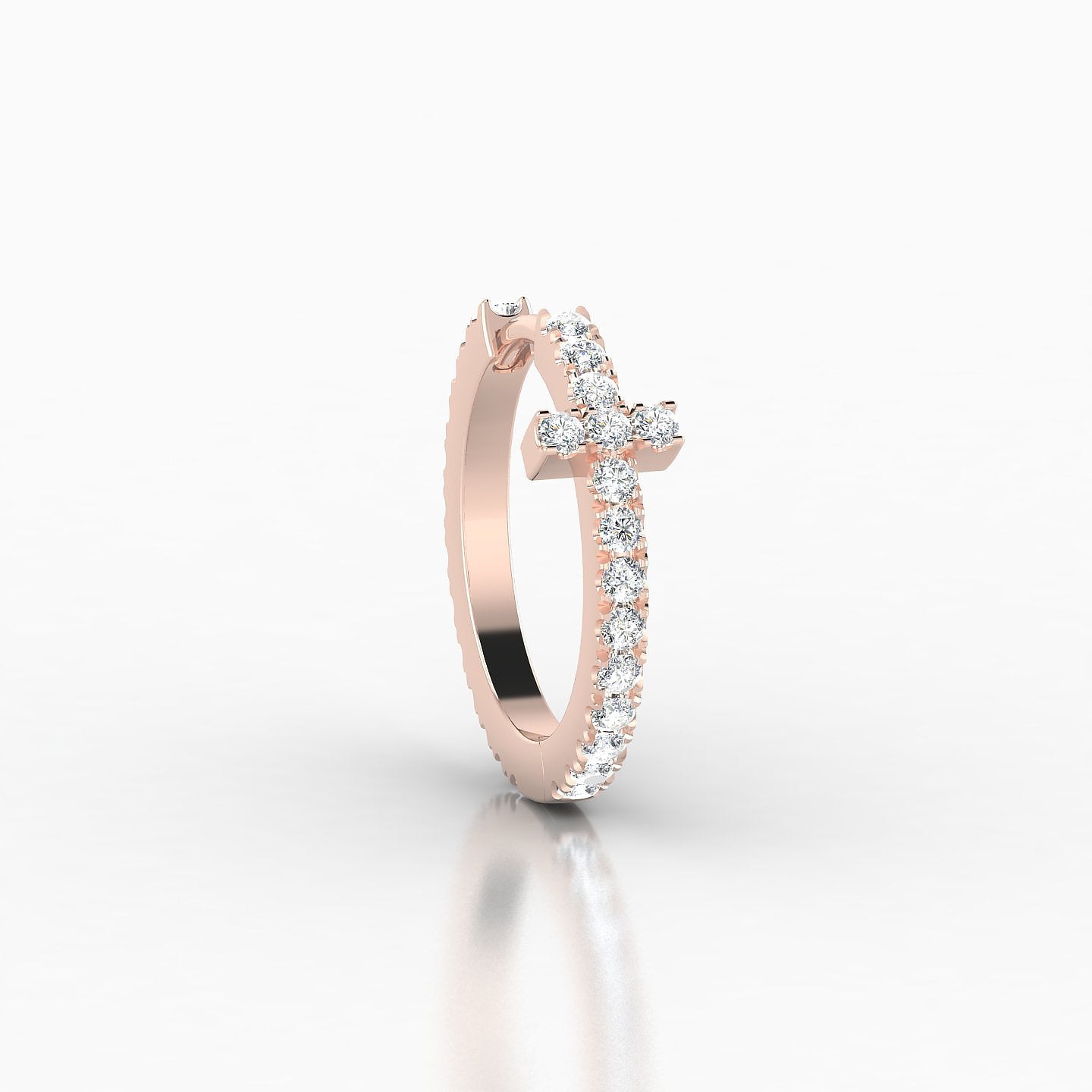 Hecate | 18k Rose Gold 9.5 mm Cross Diamond Nose Ring Piercing