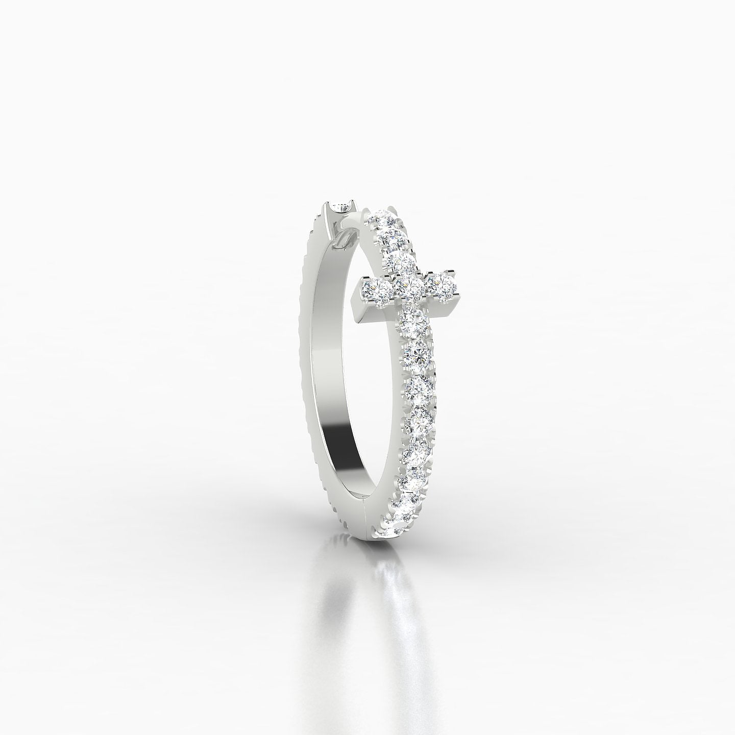 Hecate | 18k White Gold 9.5 mm Cross Diamond Nose Ring Piercing