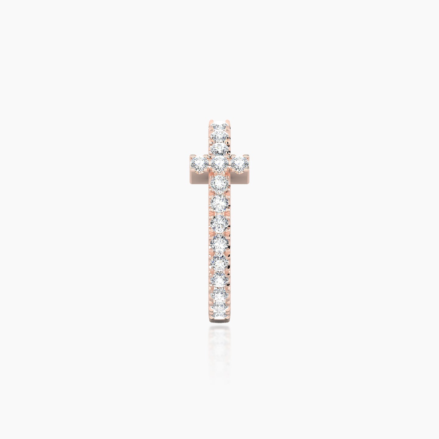 Hecate | 18k Rose Gold 9.5 mm Cross Diamond Nose Ring Piercing