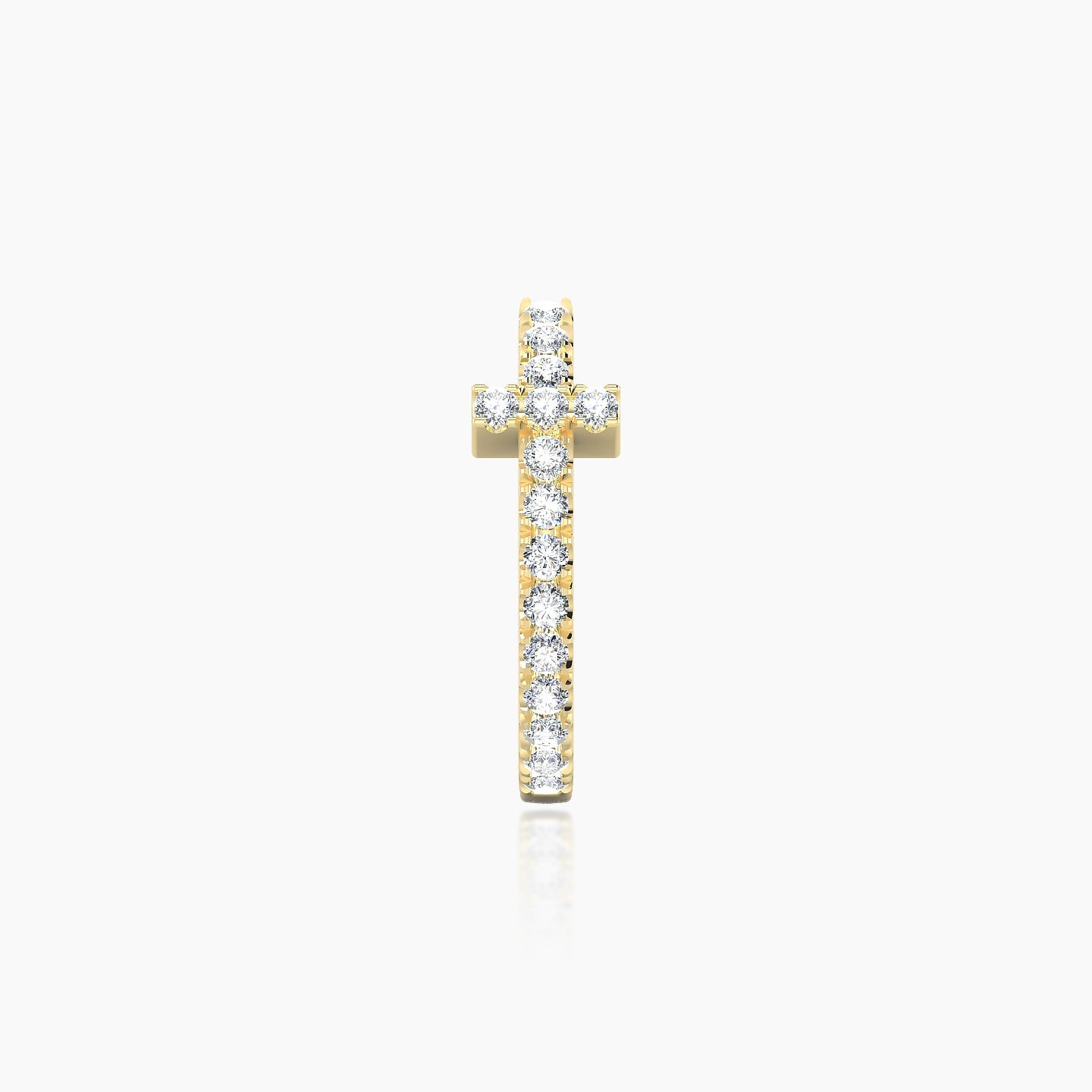 Hecate | 18k Yellow Gold 9.5 mm Cross Diamond Nose Ring Piercing