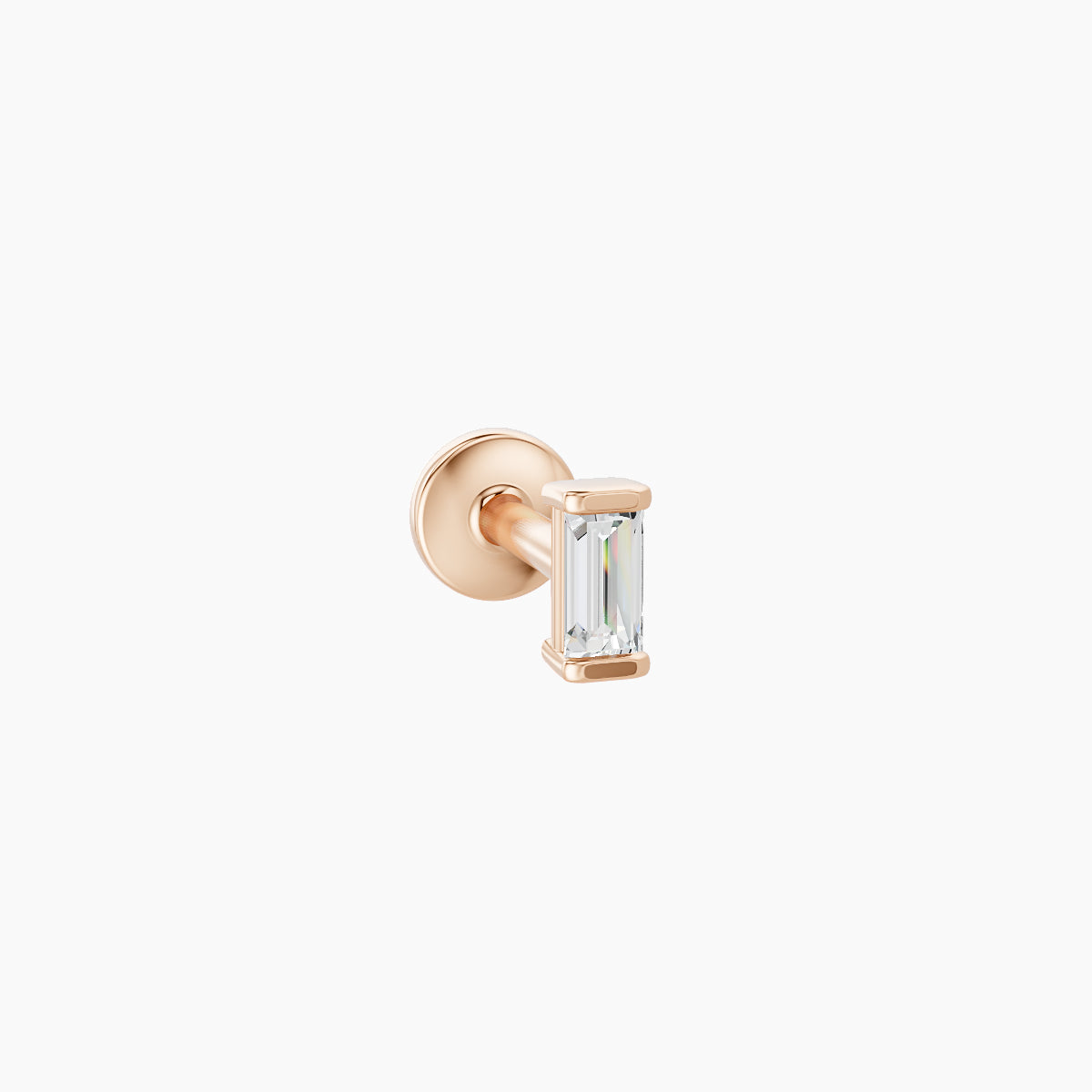 Hestia | 18k Rose Gold 4 mm 5 mm Baguette Diamond Nose Piercing