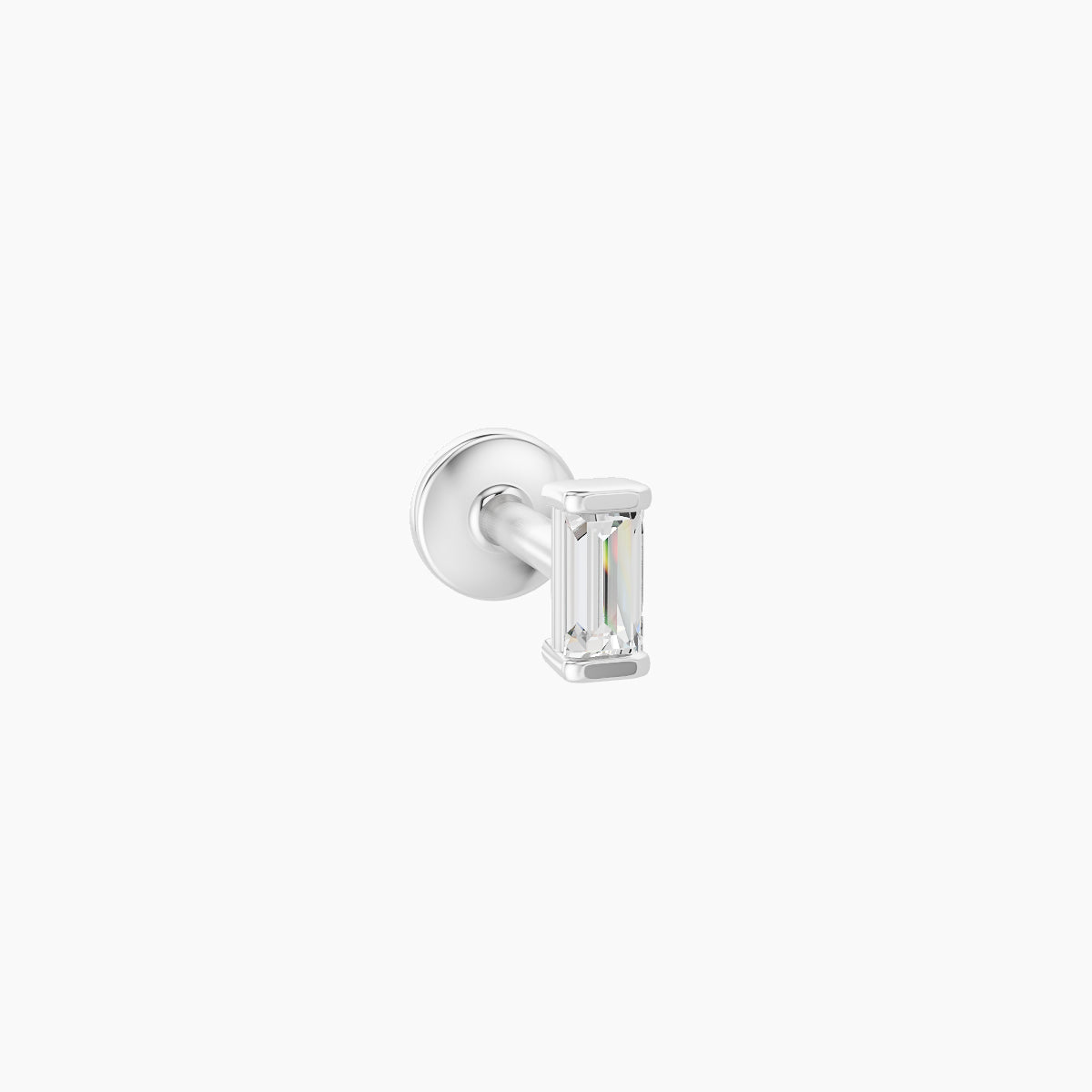 Hestia | 18k White Gold 4 mm 5 mm Baguette Diamond Nose Piercing