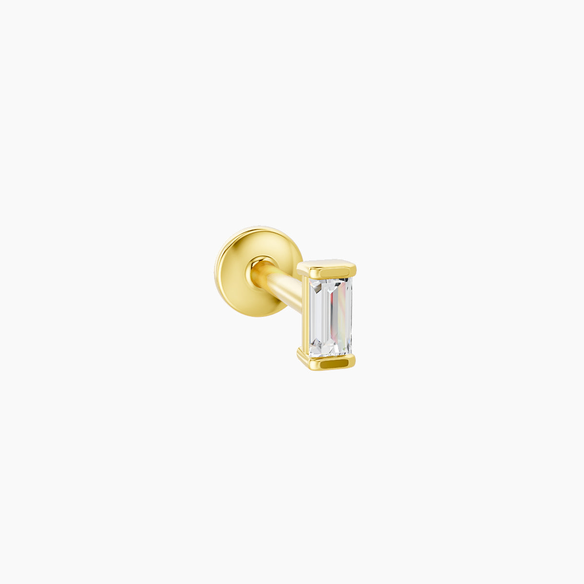 Hestia | 18k Yellow Gold 4 mm 6.5 mm Baguette Diamond Nose Piercing