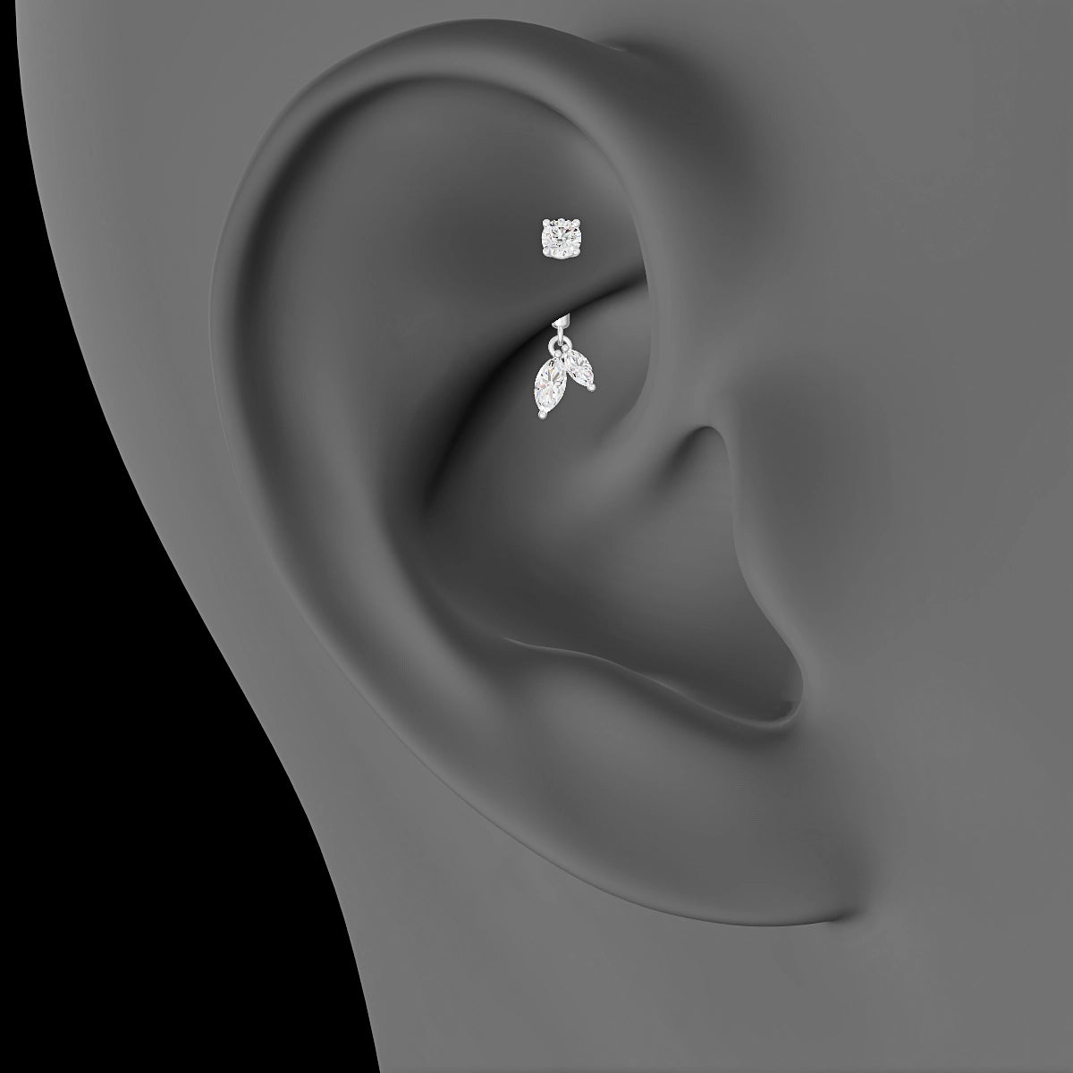 Ilo | 18k White Gold 6 mm Diamond Rook Piercing