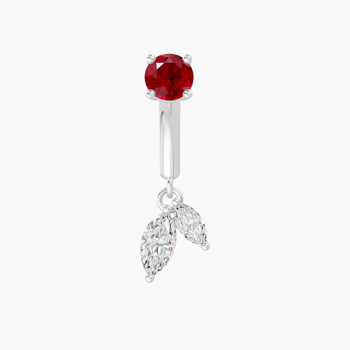 Ilo | 18k White Gold 6 mm Ruby & Diamond Rook Piercing